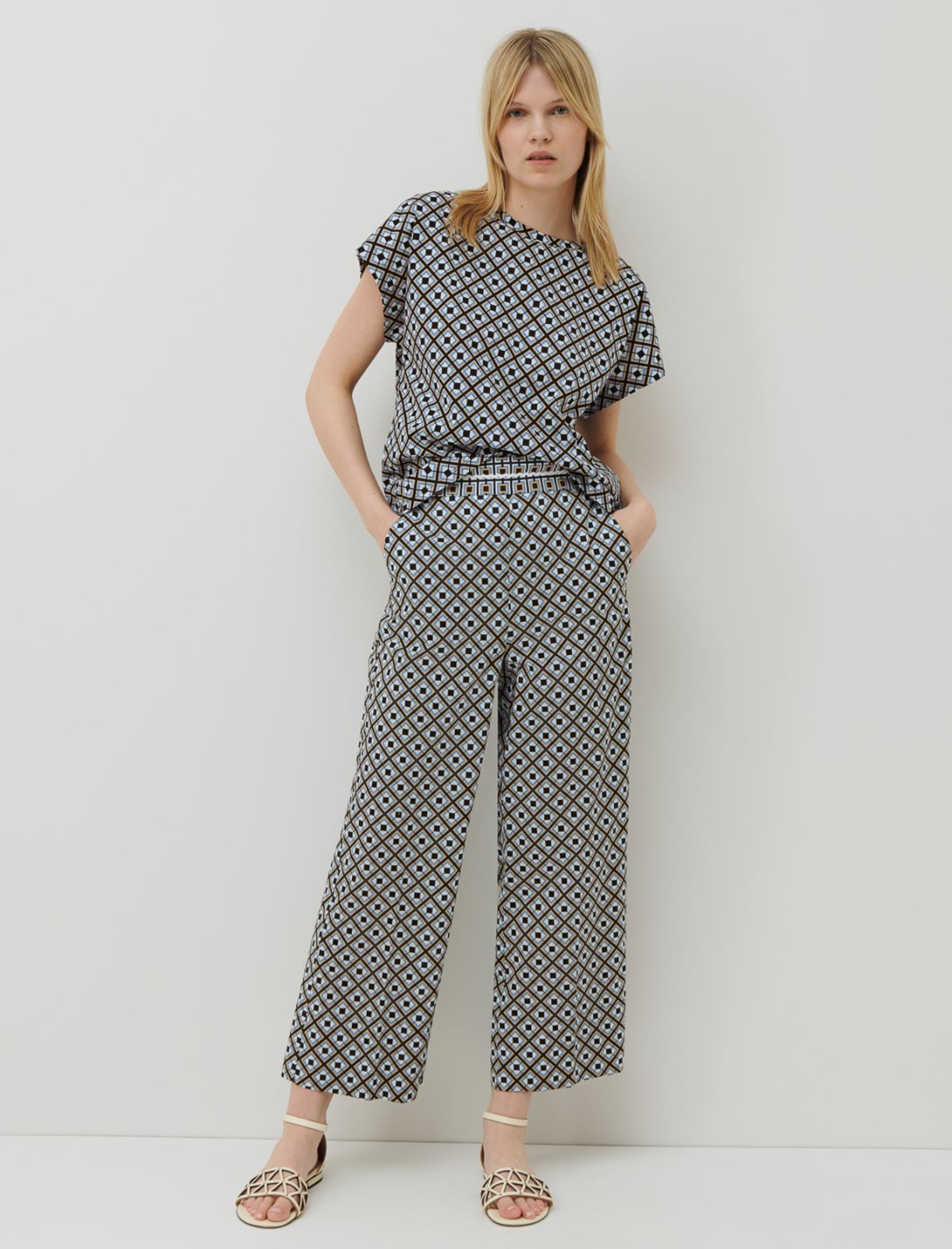 Patterned t-shirt, black white - Marella
