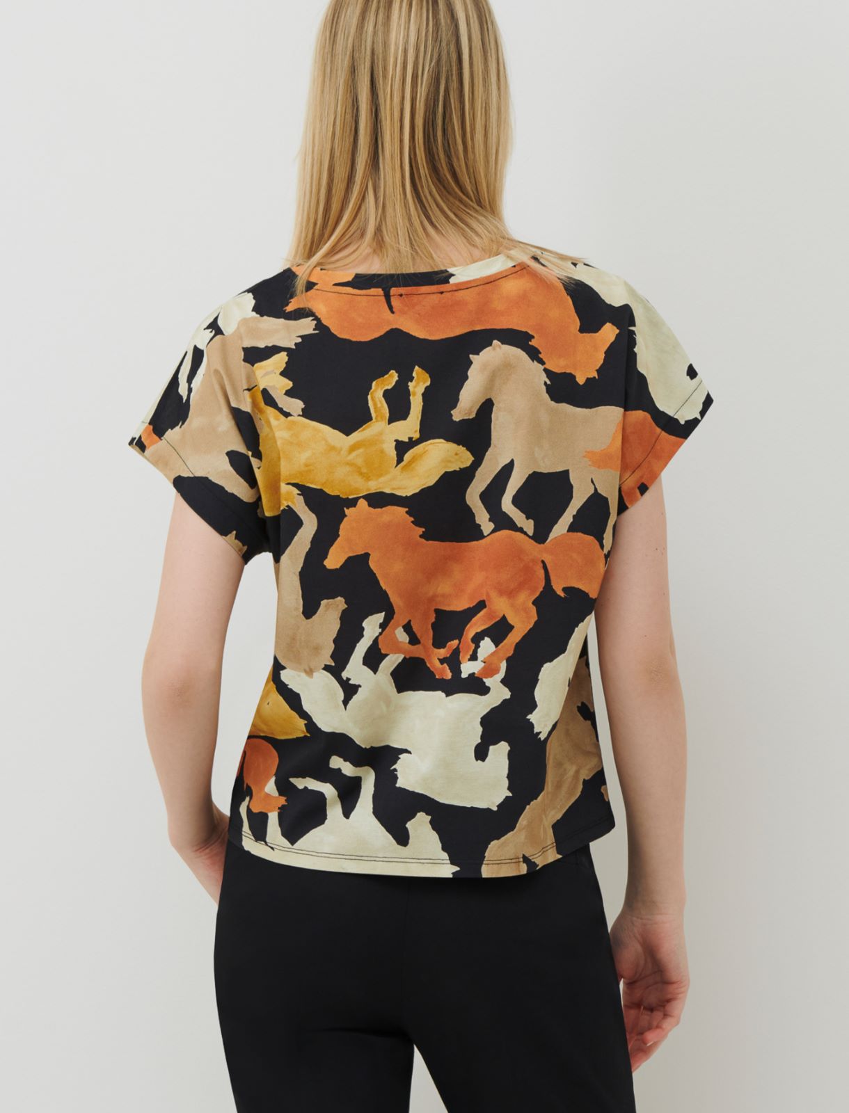 Patterned t-shirt, black - Marella