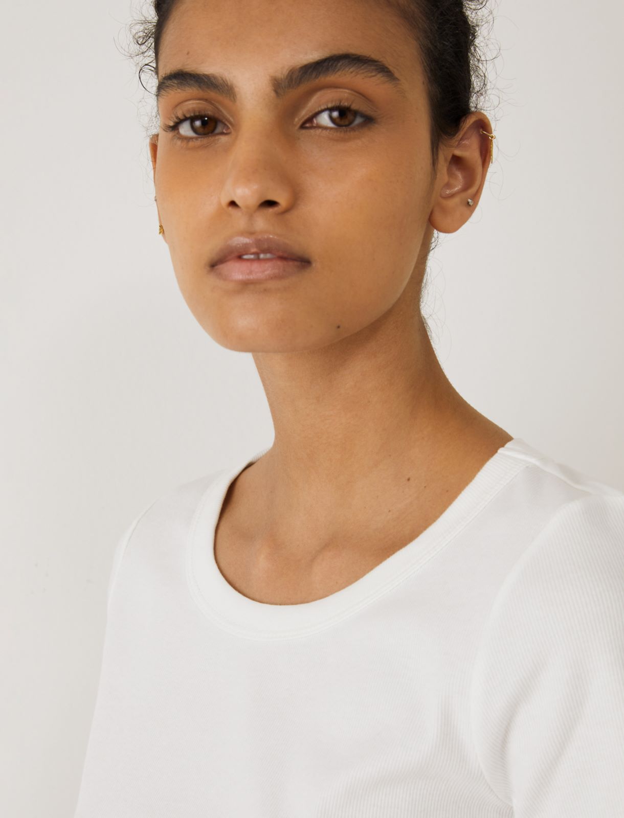 MONOCHROME Rib-knit T-shirt, wool white - Marella