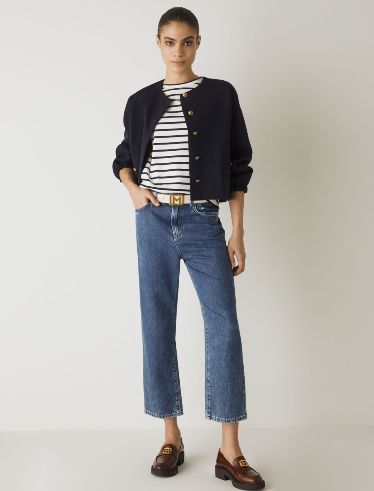 T-shirt with embroidery, navy - Marella