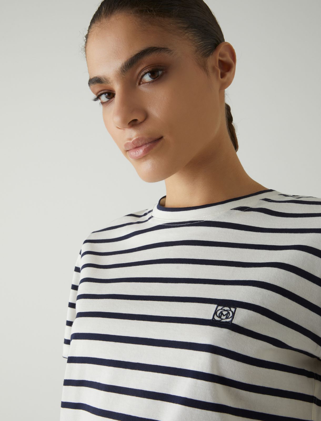 T-shirt with embroidery, navy - Marella