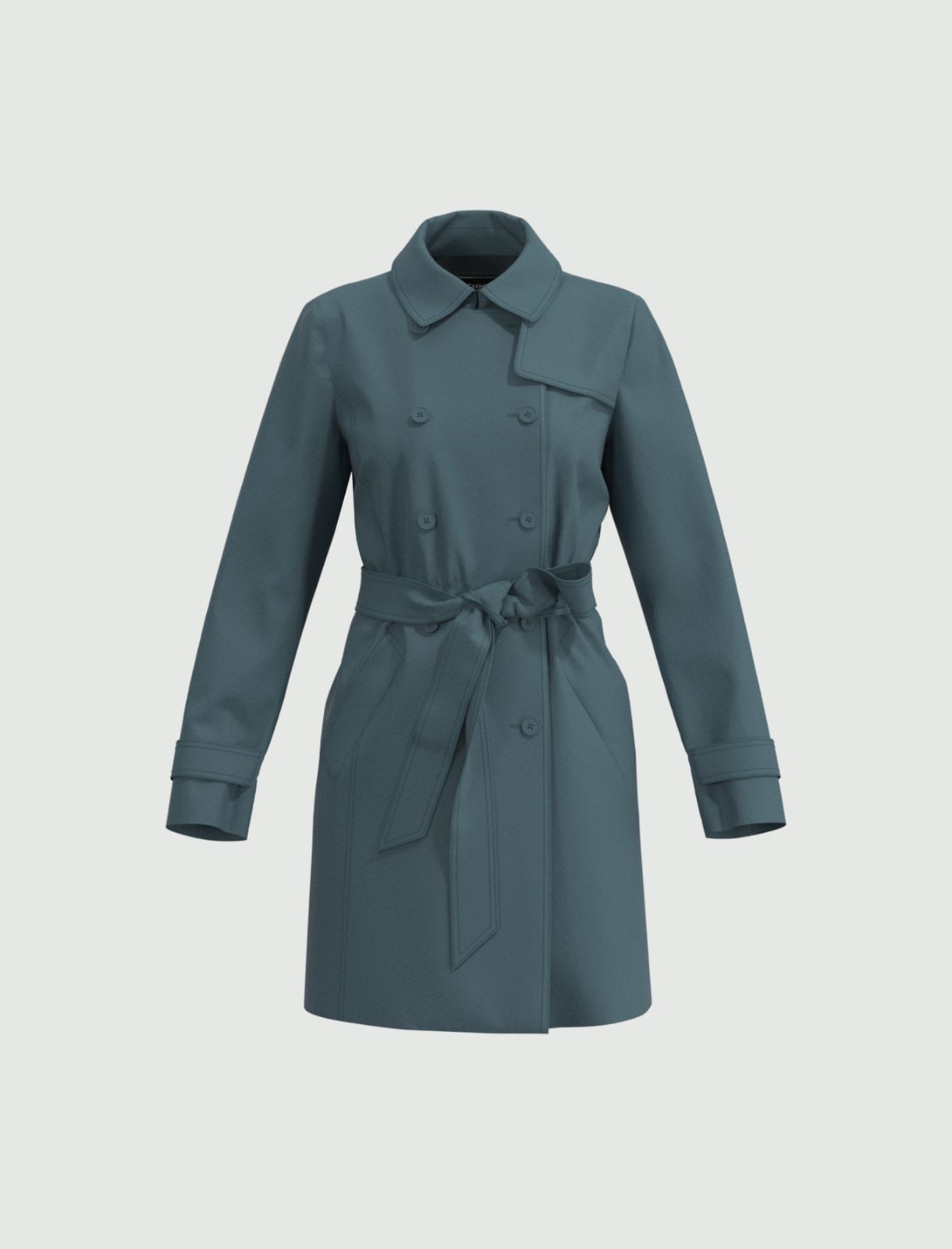 Topstitch-detail trench coat, light blue - Marella