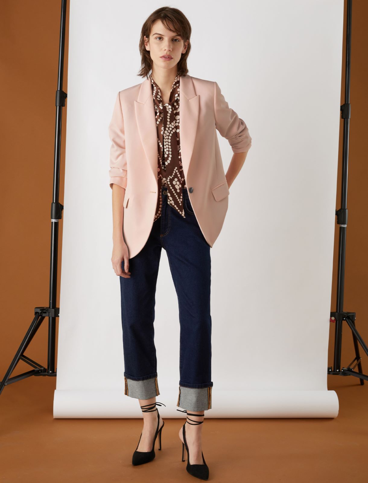 Single-breasted blazer, powder - Marella