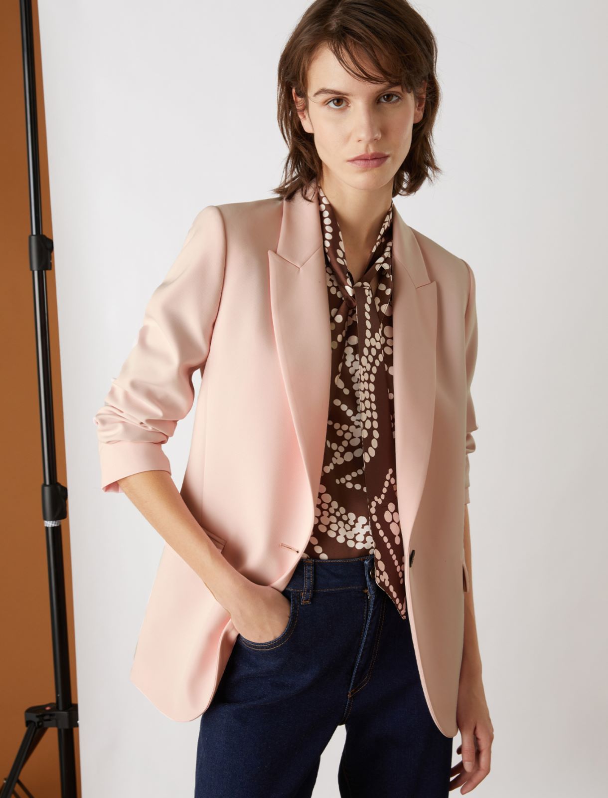 Single-breasted blazer, powder - Marella
