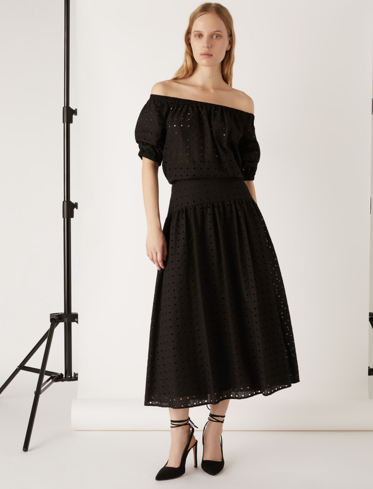 Broderie anglaise skirt by Giorgia Palmas, black - Marella