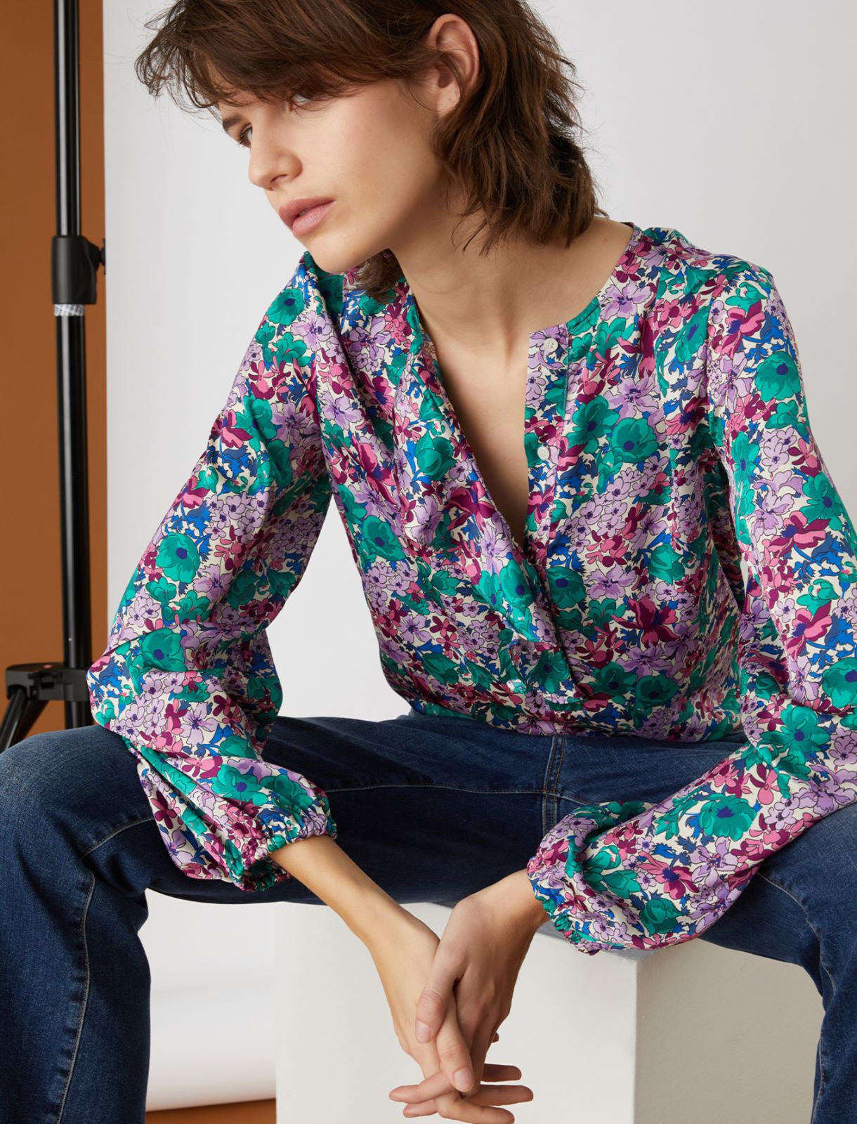 Satin blouse, orchis rose - Marella