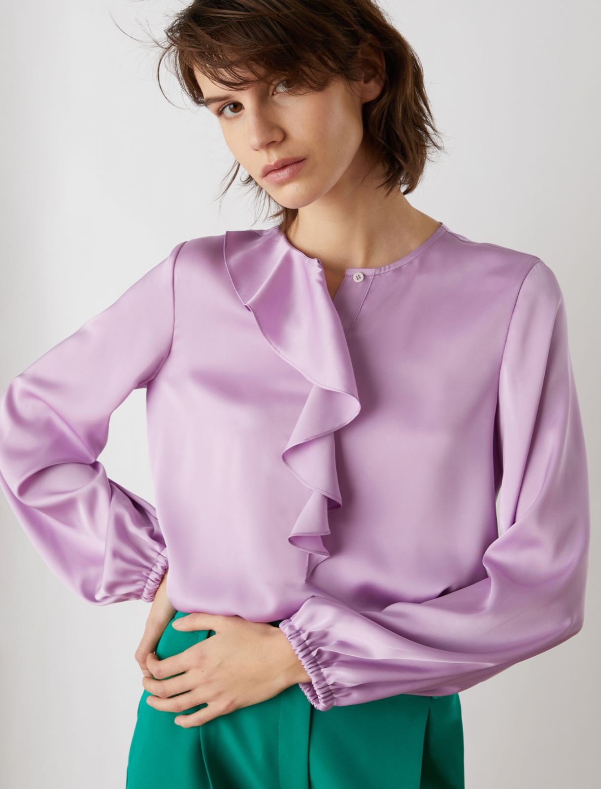 Satin blouse, orchis rose - Marella