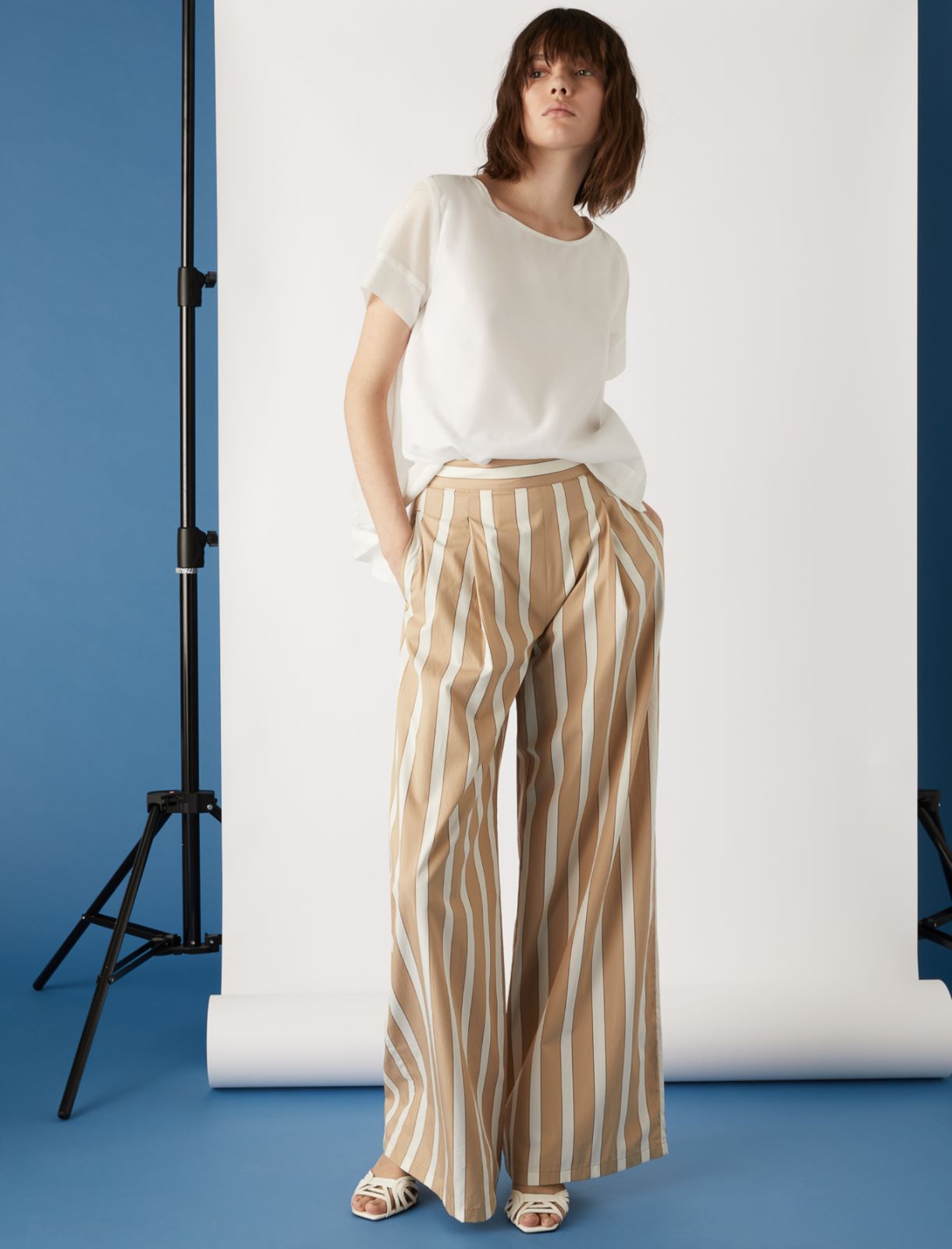 Striped trousers, beige - Marella