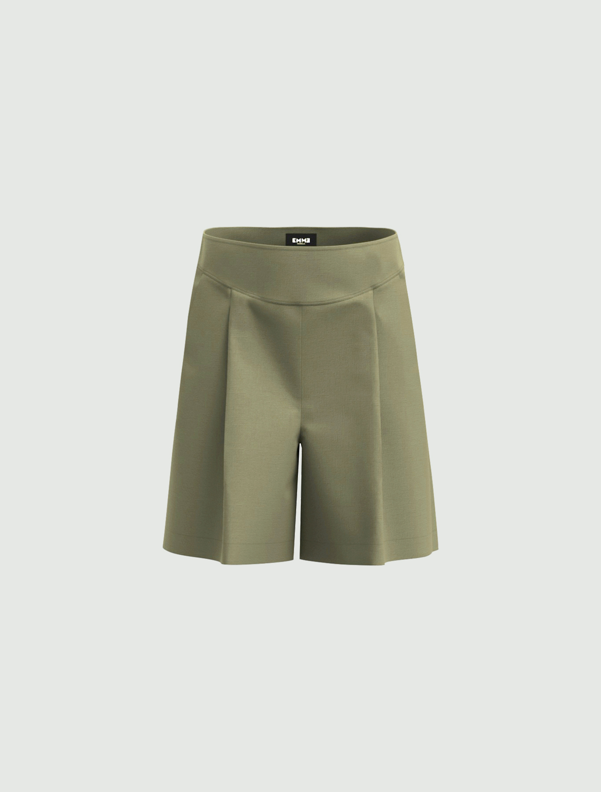 Linen-blend Bermuda shorts, kaki - Marella