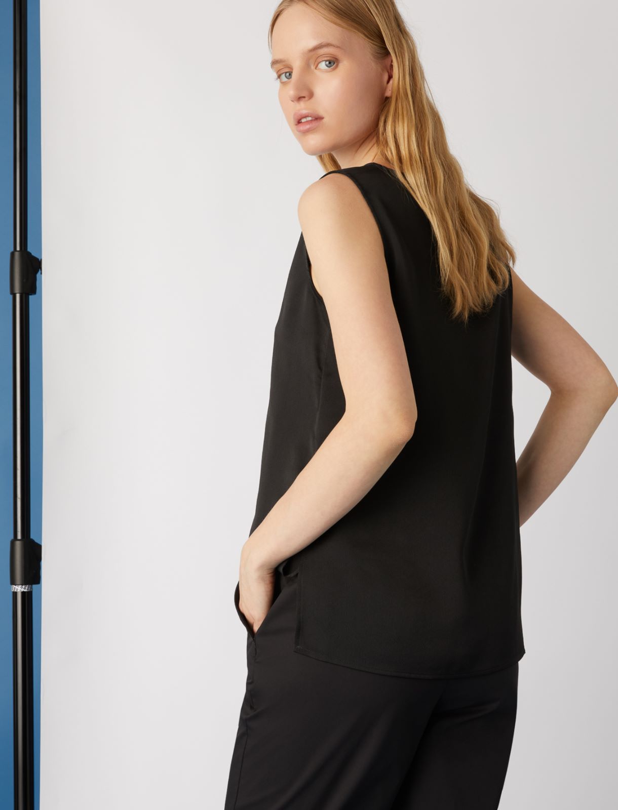 Satin top, black - Marella