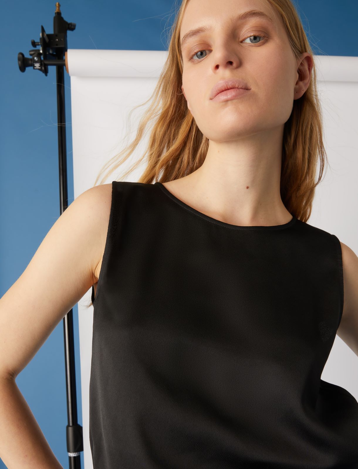 Satin top, black - Marella