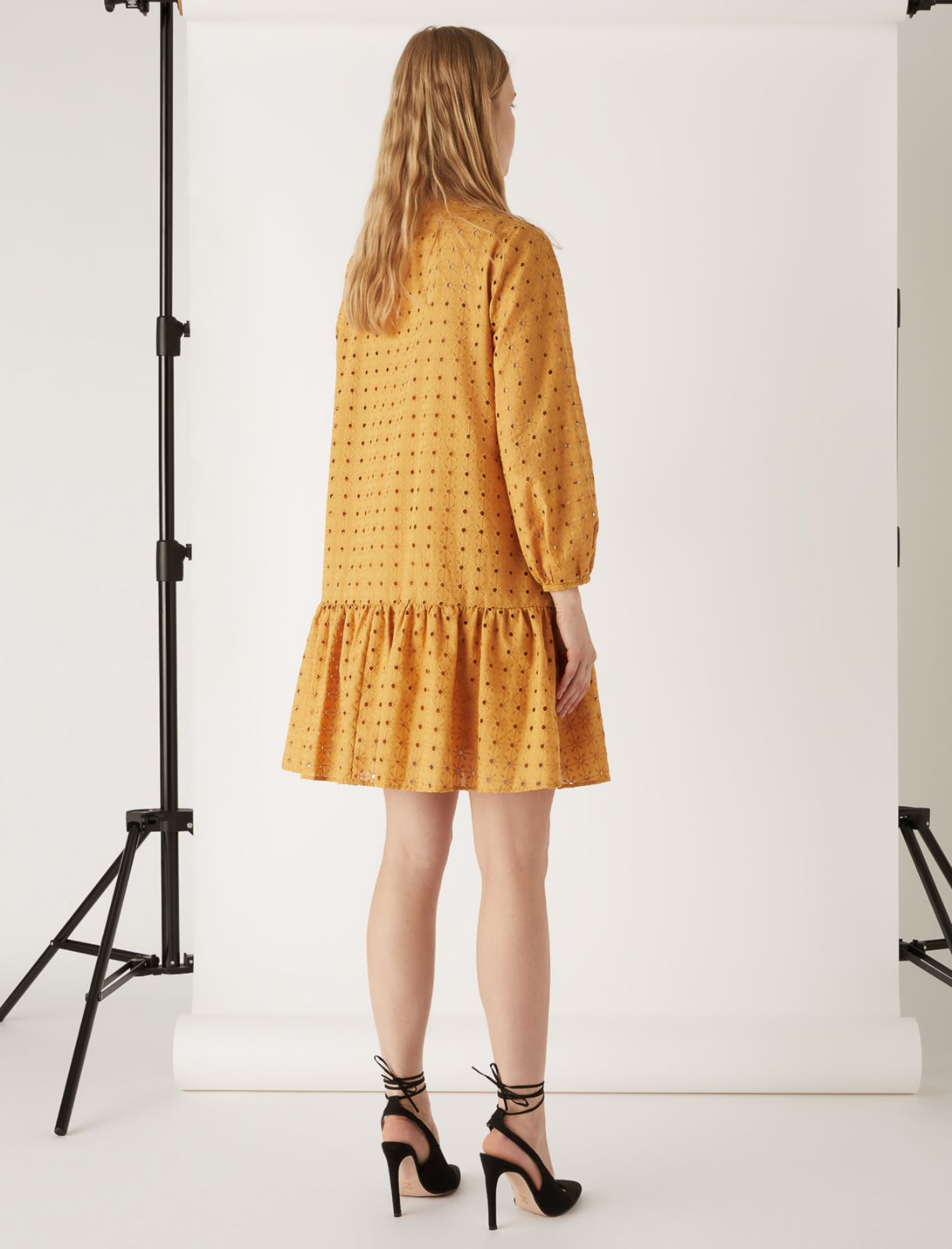 Broderie anglaise dress by Giorgia Palmas, mustard - Marella