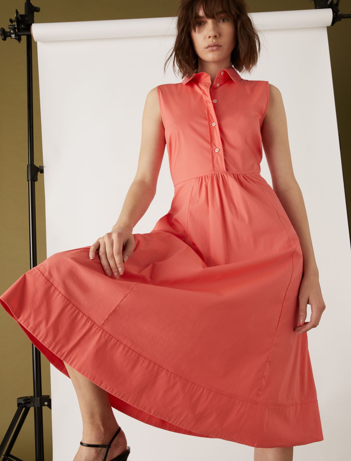 Poplin dress, coral - Marella