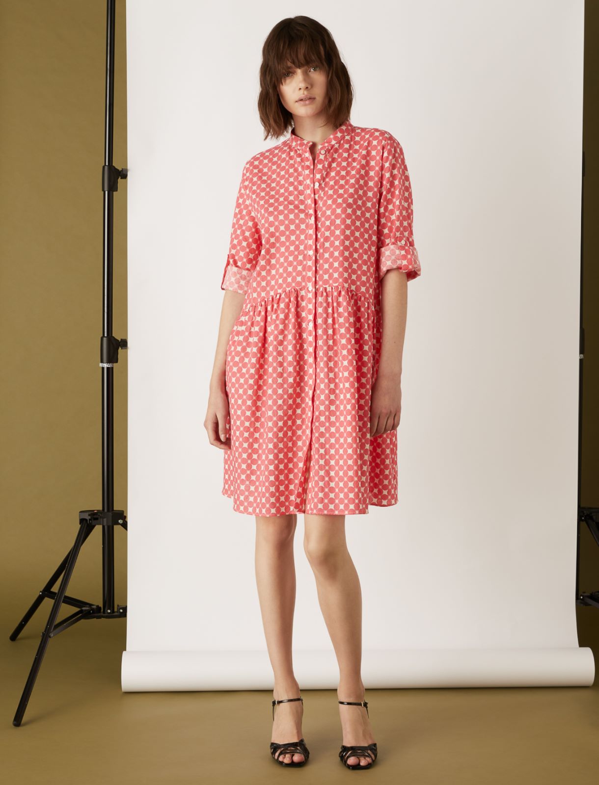 Linen-blend dress, coral - Marella
