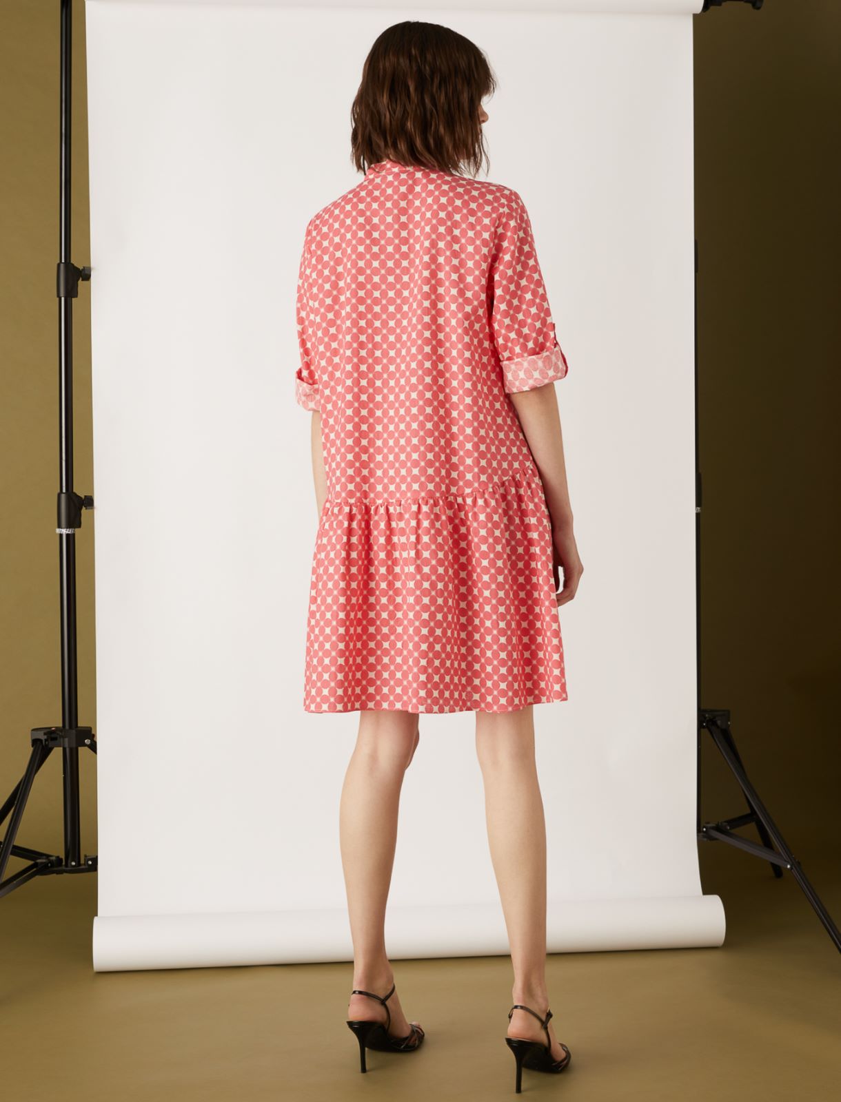 Linen-blend dress, coral - Marella