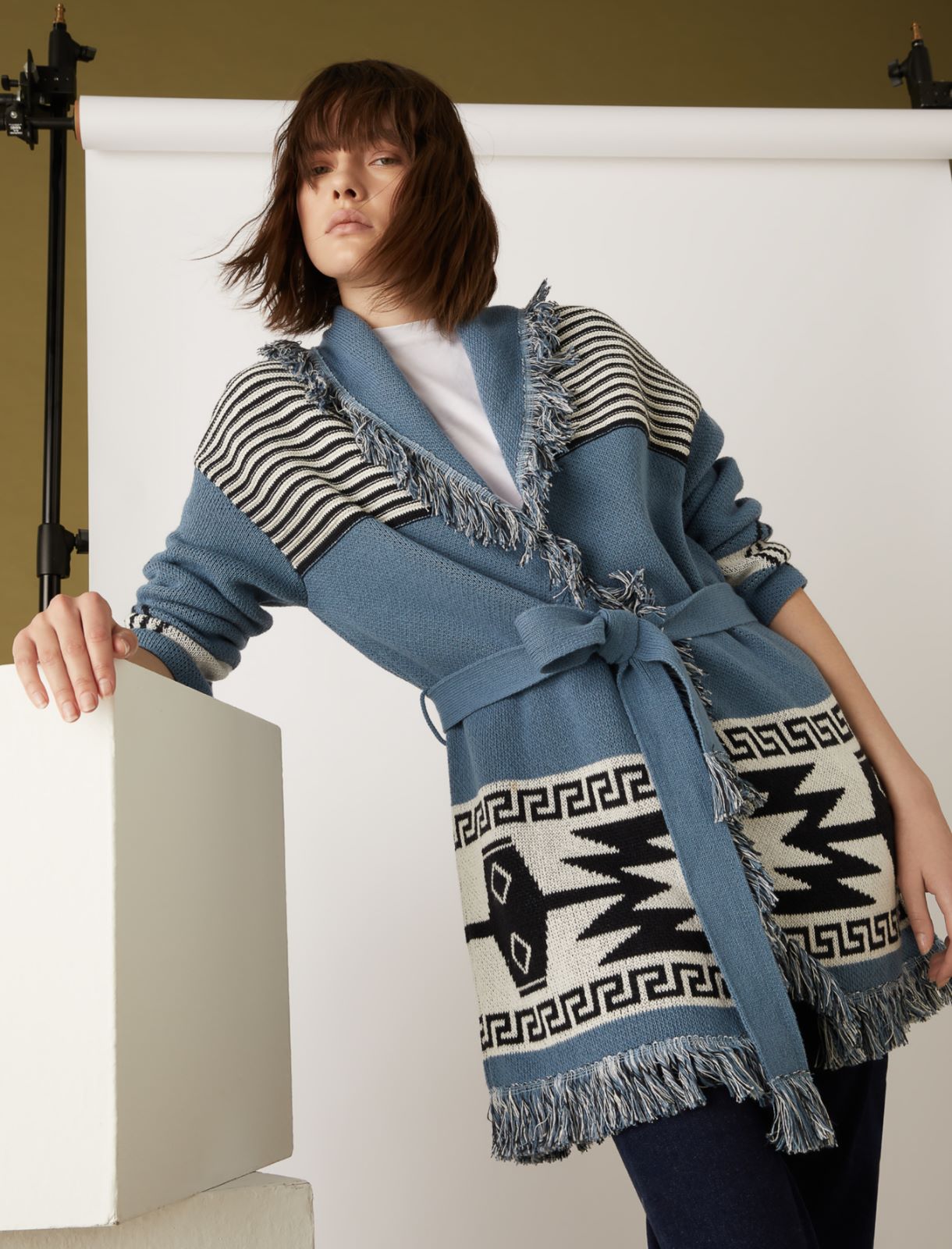 Jacquard cardigan, sky blue - Marella