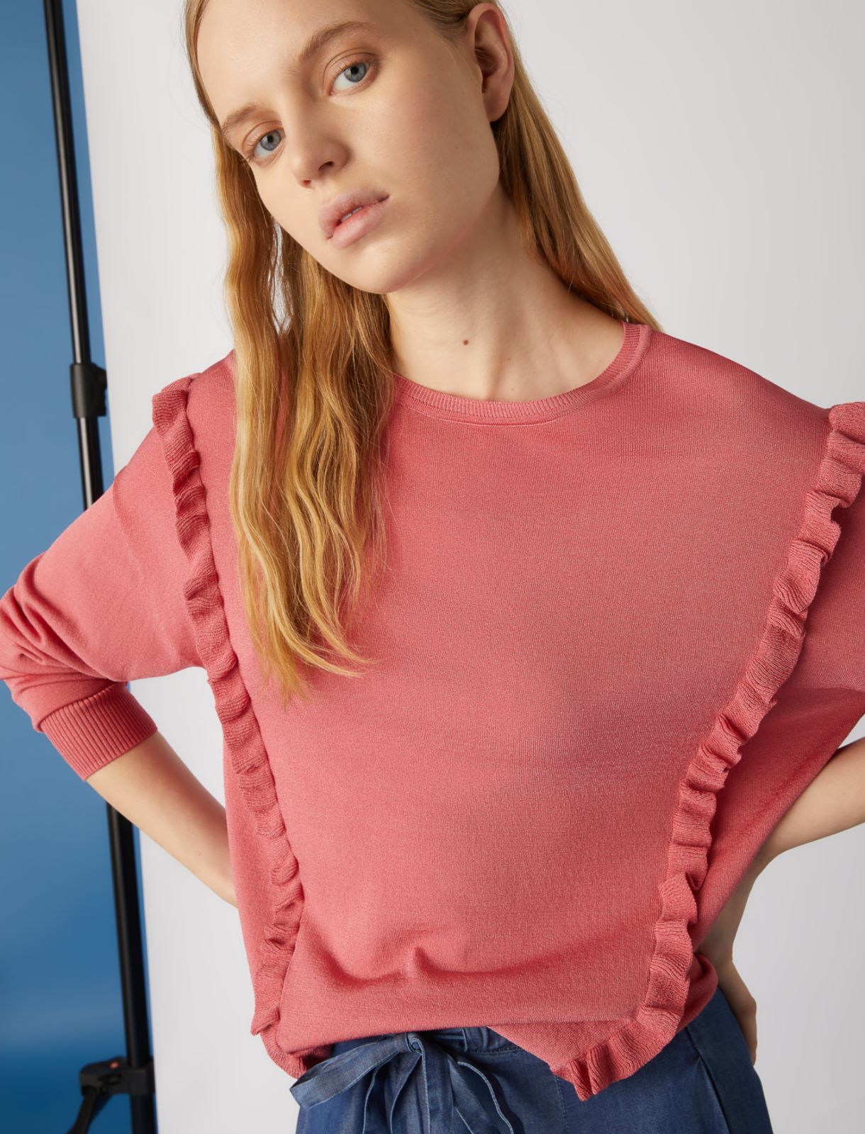 Pullover mit Rüschen, altrosa - Marella