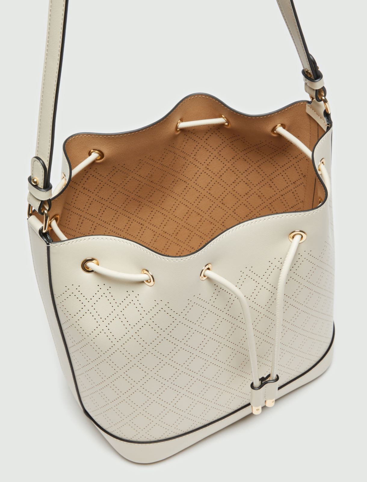 Openwork bucket bag, beige - Marella