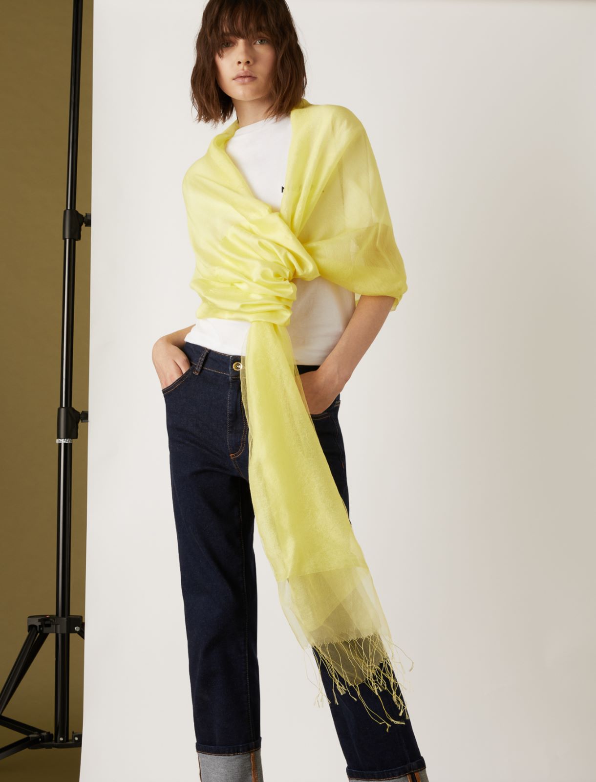 Organza stole, bright yellow - Marella