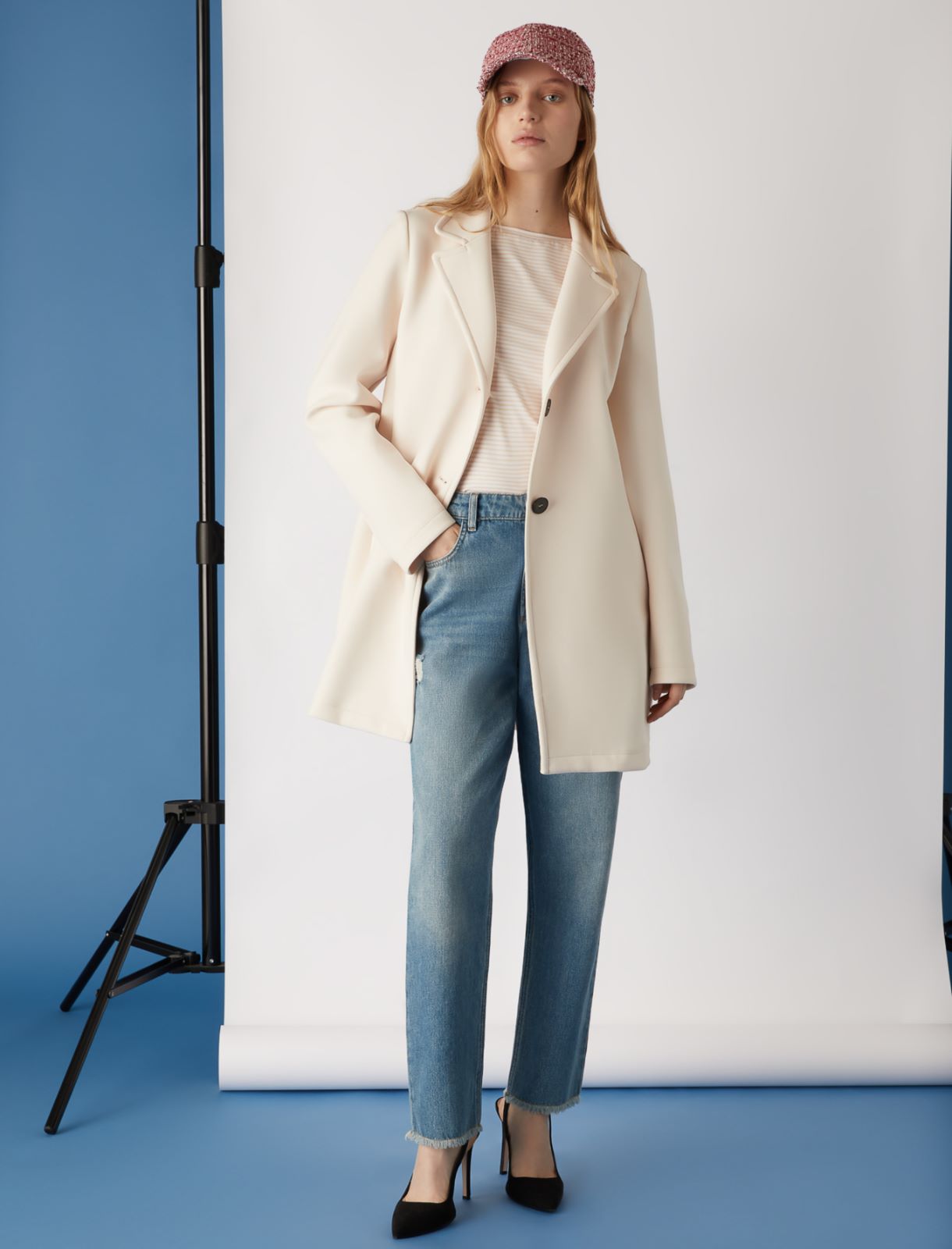 Semi-fitted coat, powder - Marella
