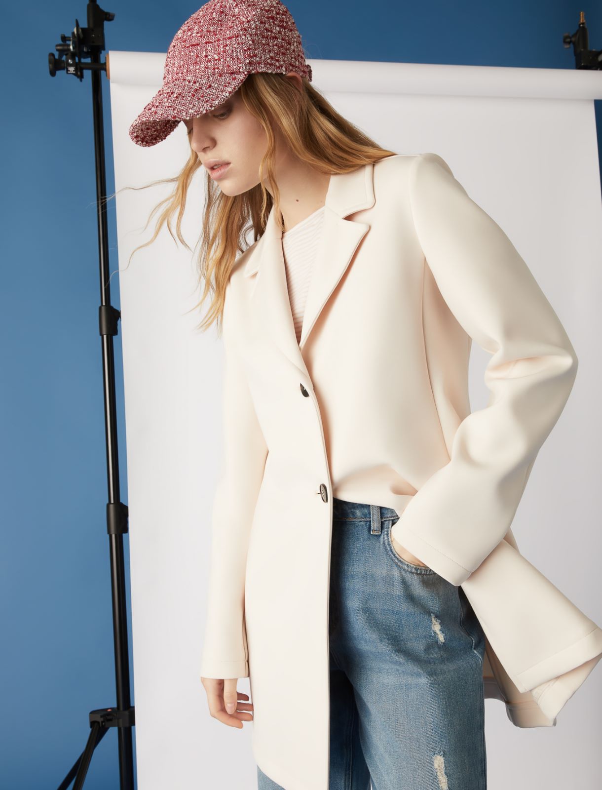 Semi-fitted coat, powder - Marella