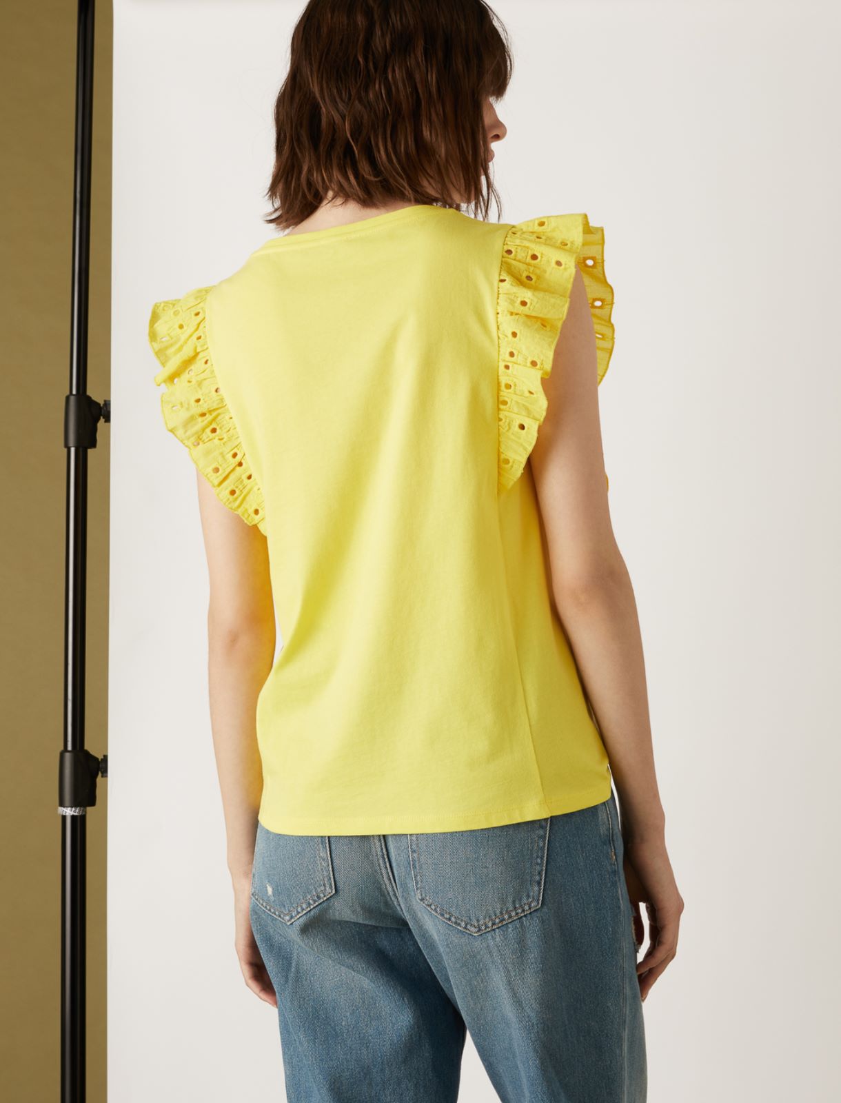 Ruffle T-shirt, yellow - Marella