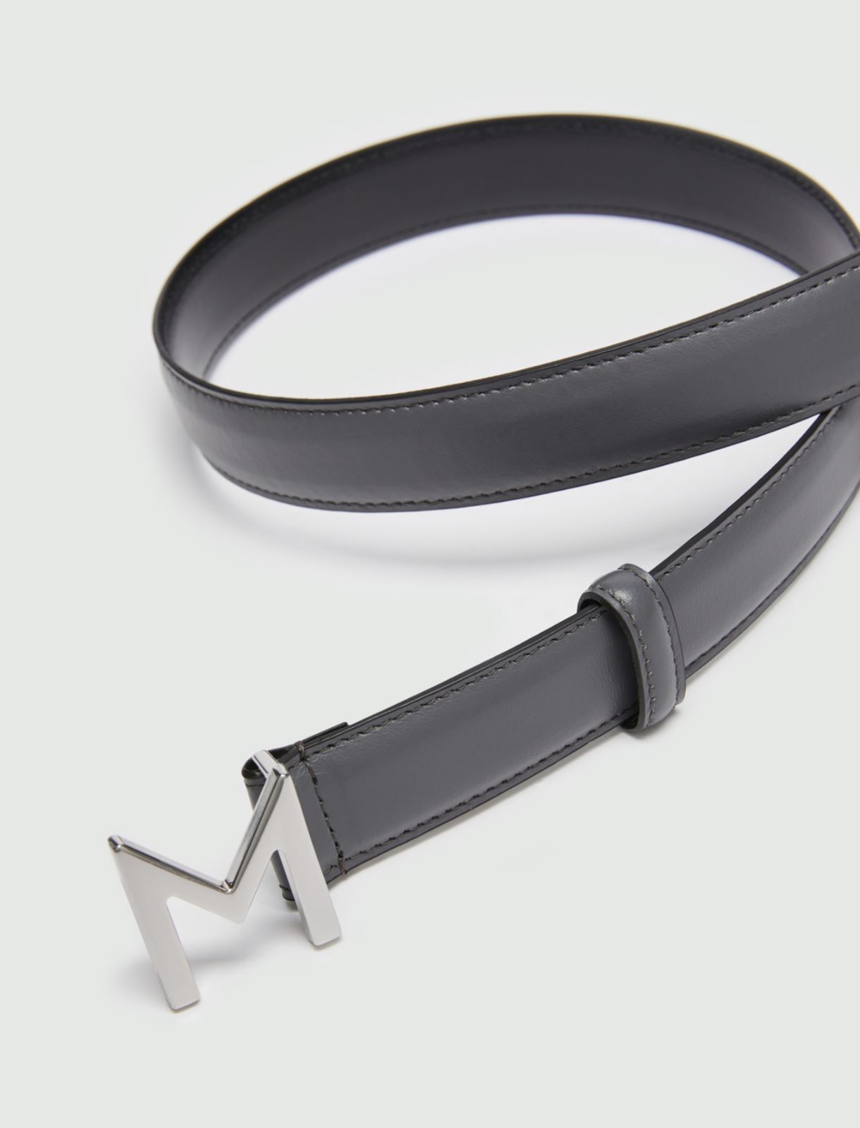 MONOCHROME Leather belt, medium grey - Marella