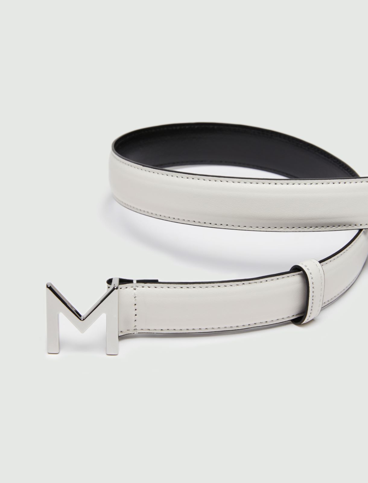 MONOCHROME Leather belt, white - Marella