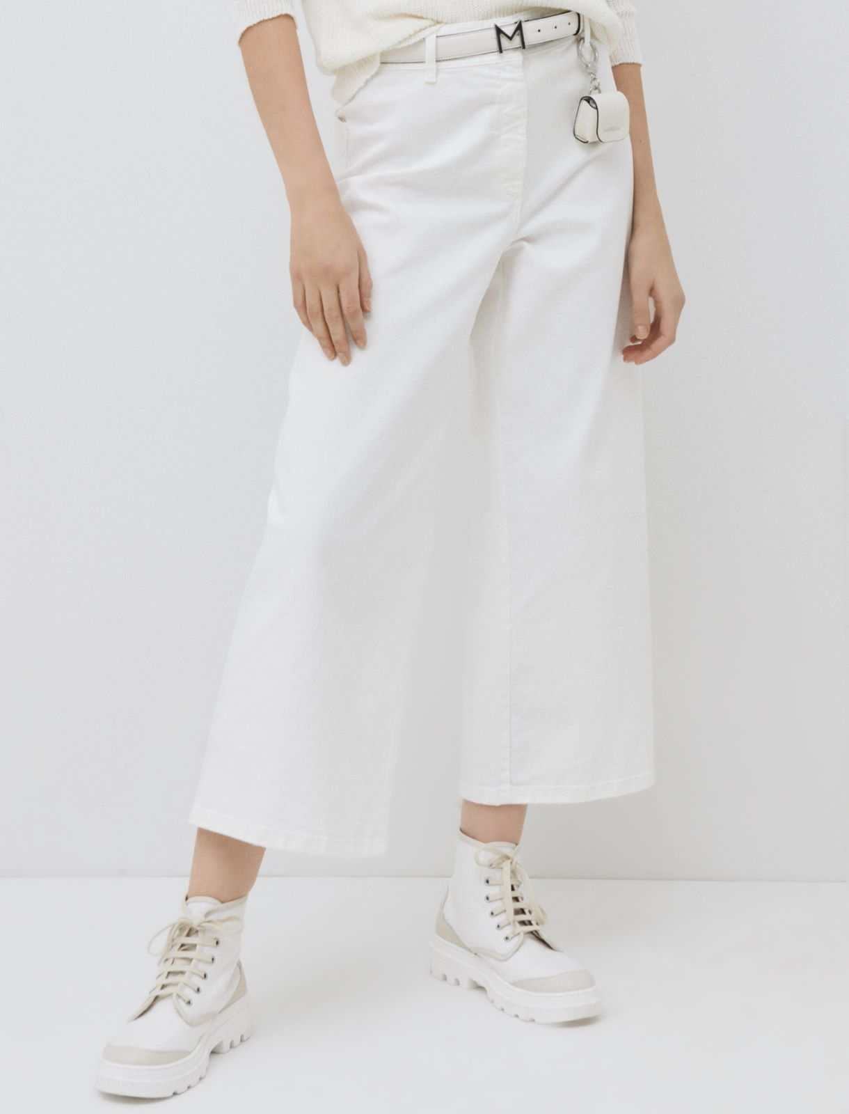 MONOCHROME Leather belt, white - Marella