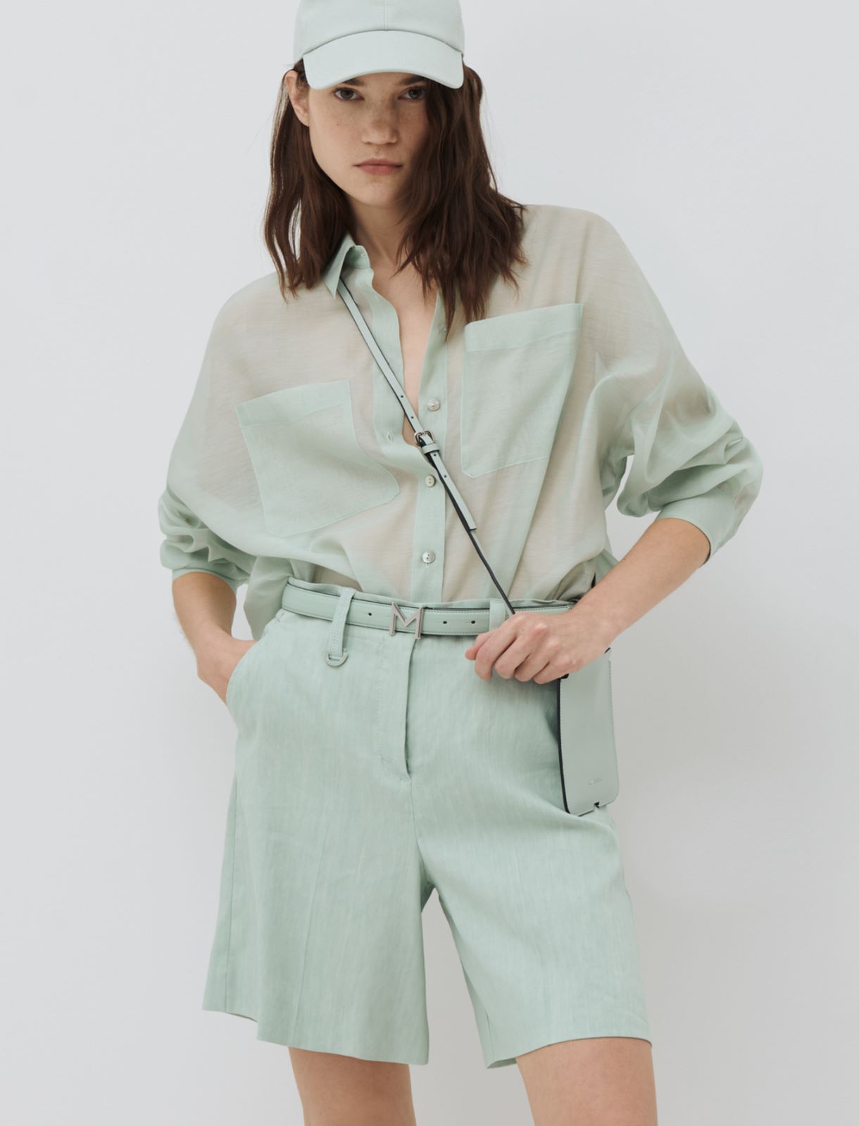 Cintura in pelle MONOCHROME, verde pastello - Marella