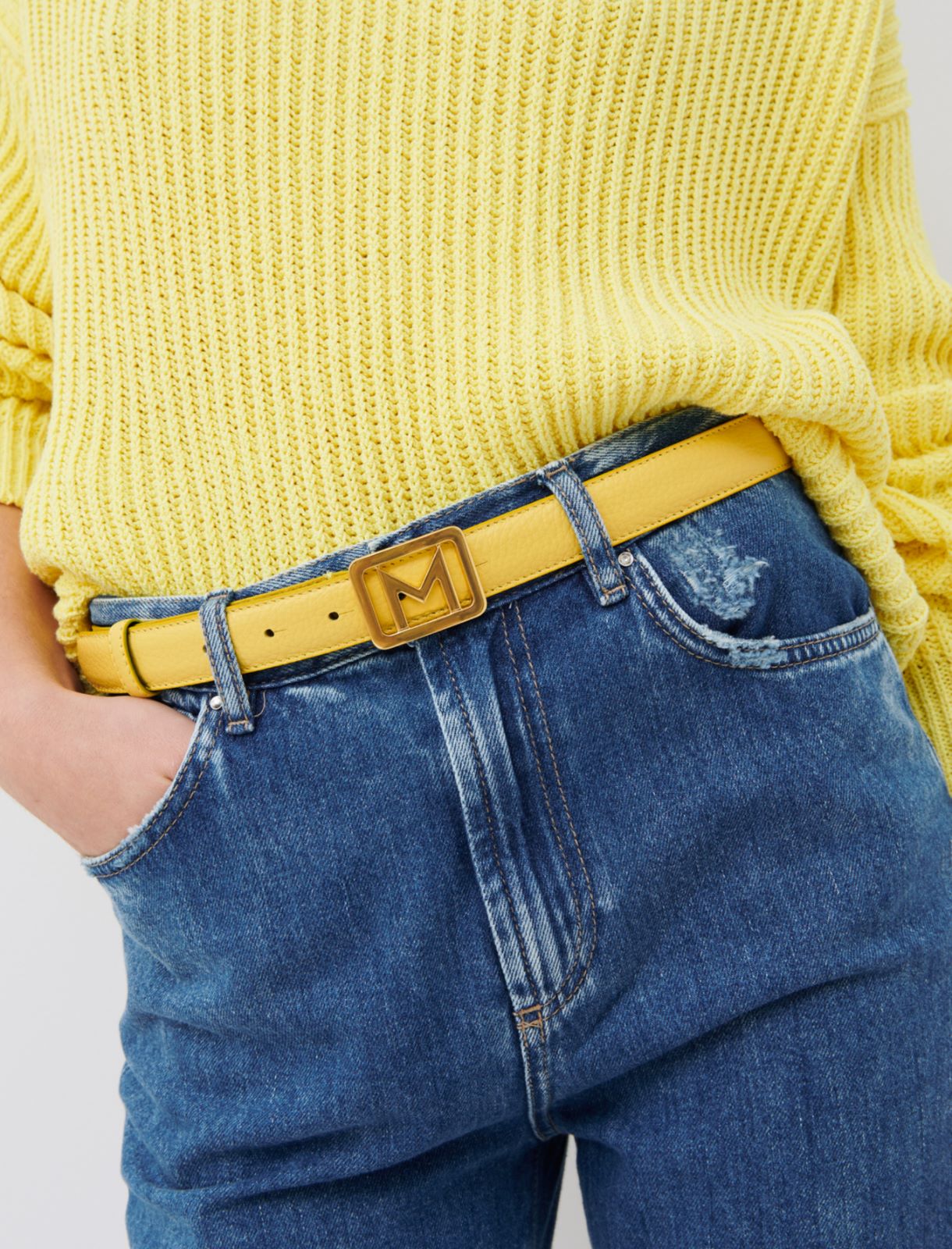 Cintura in pelle, giallo sole - Marella