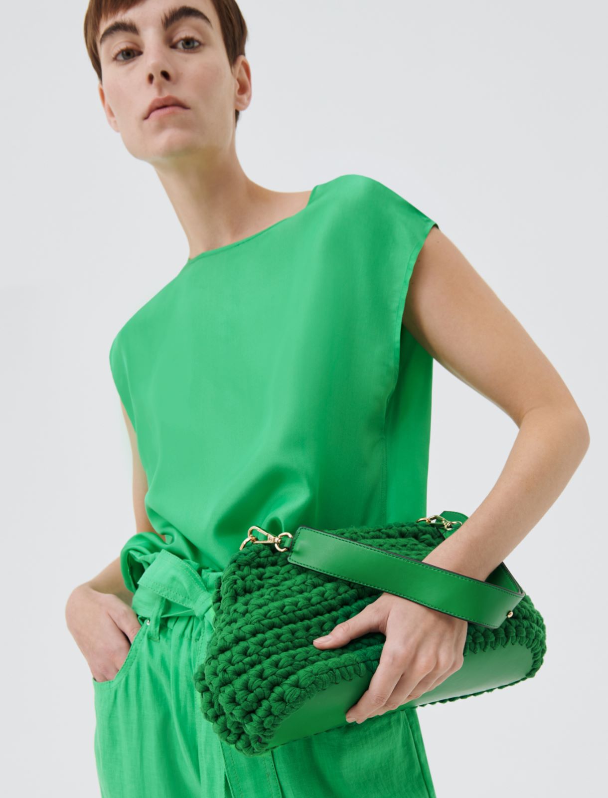 Jersey clutch bag, green - Marella