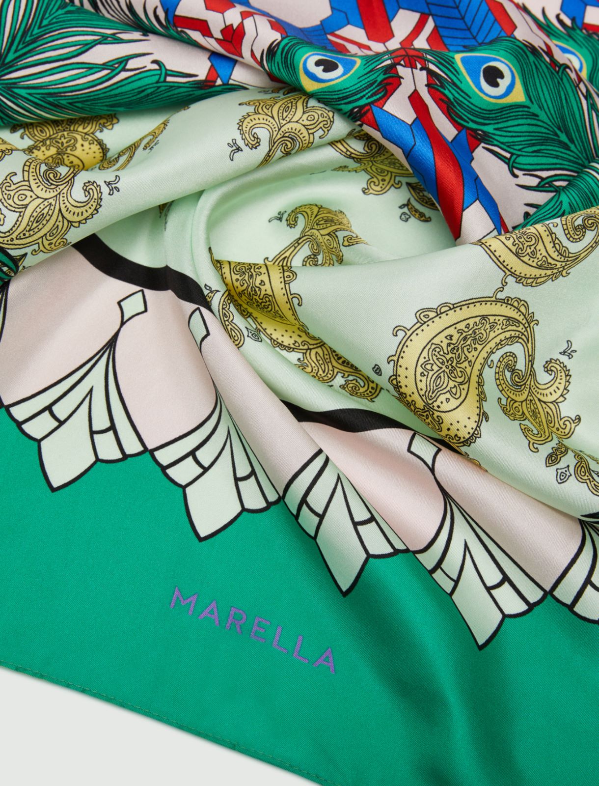Silk shawl, green - Marella
