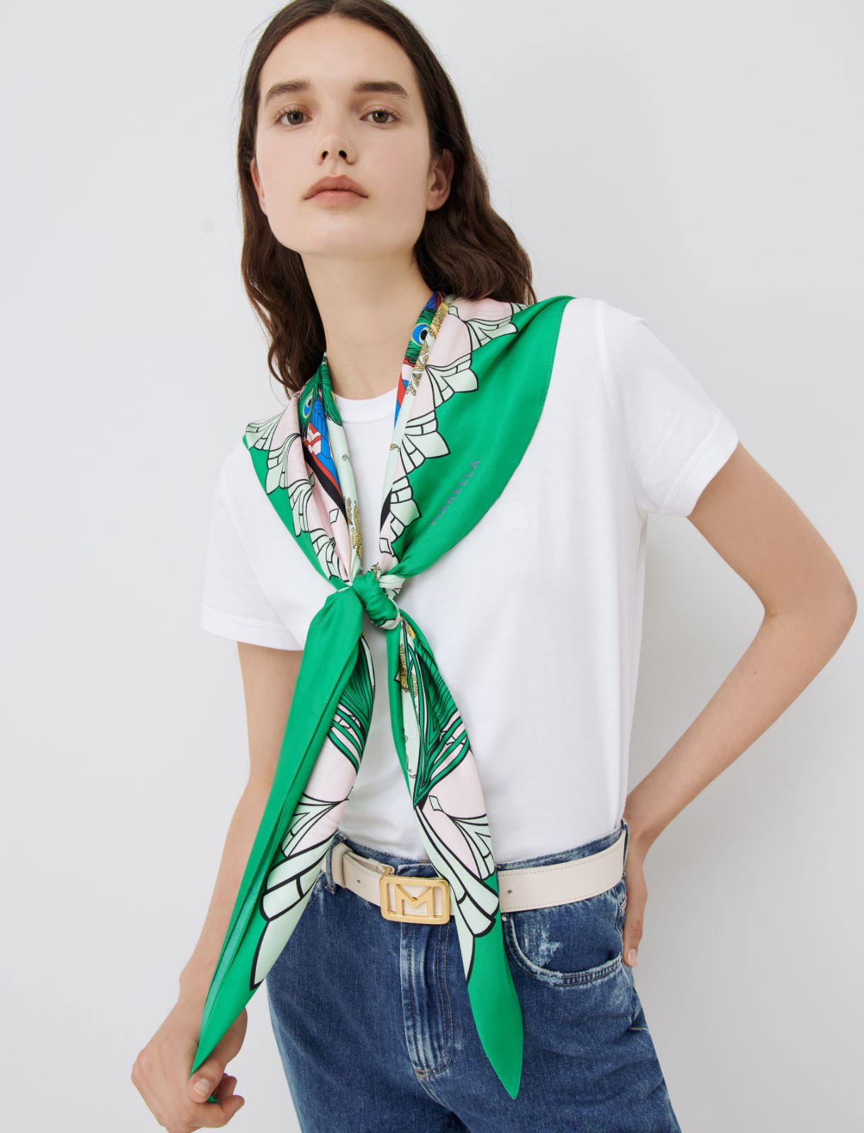 Silk shawl, green - Marella