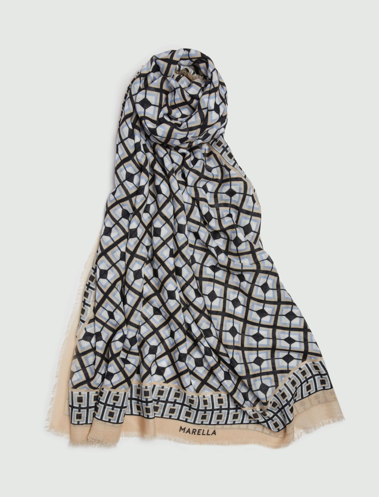 Patterned stole, black - Marella