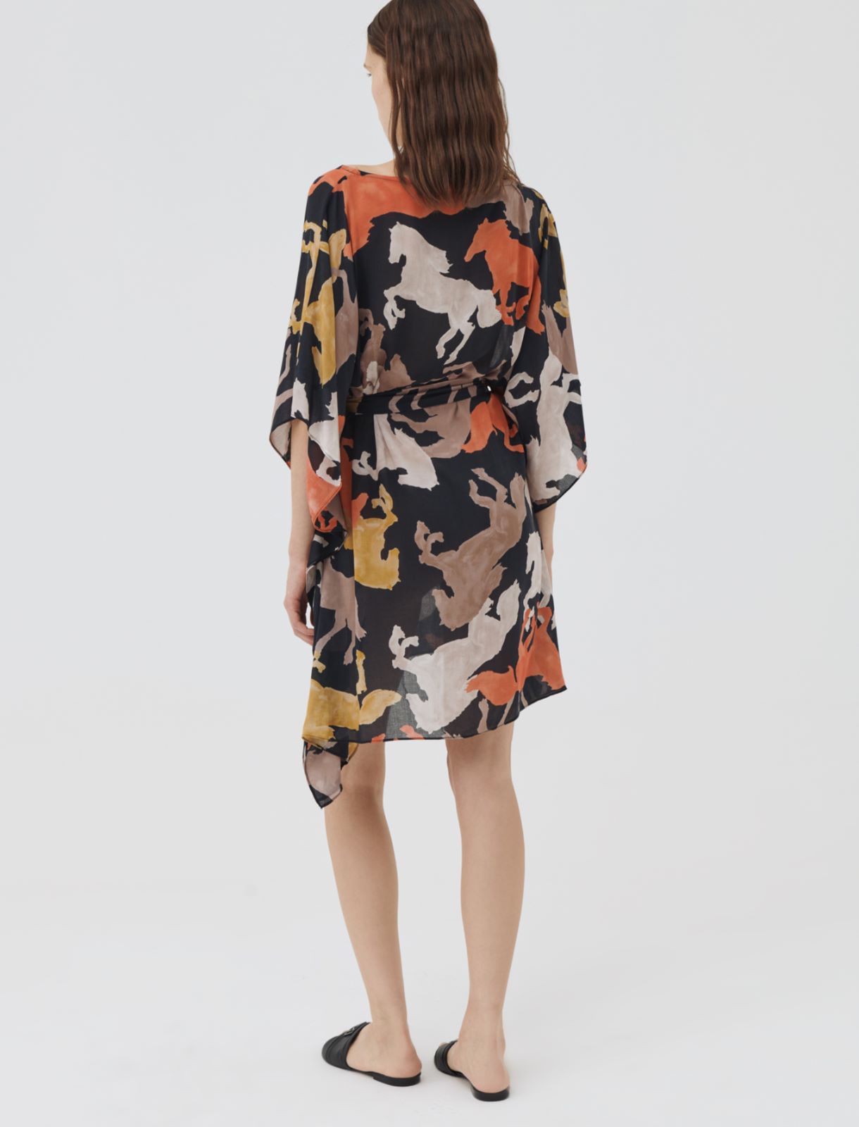 Patterned kaftan, black - Marella
