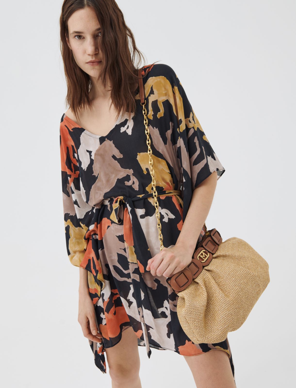 Patterned kaftan, black - Marella