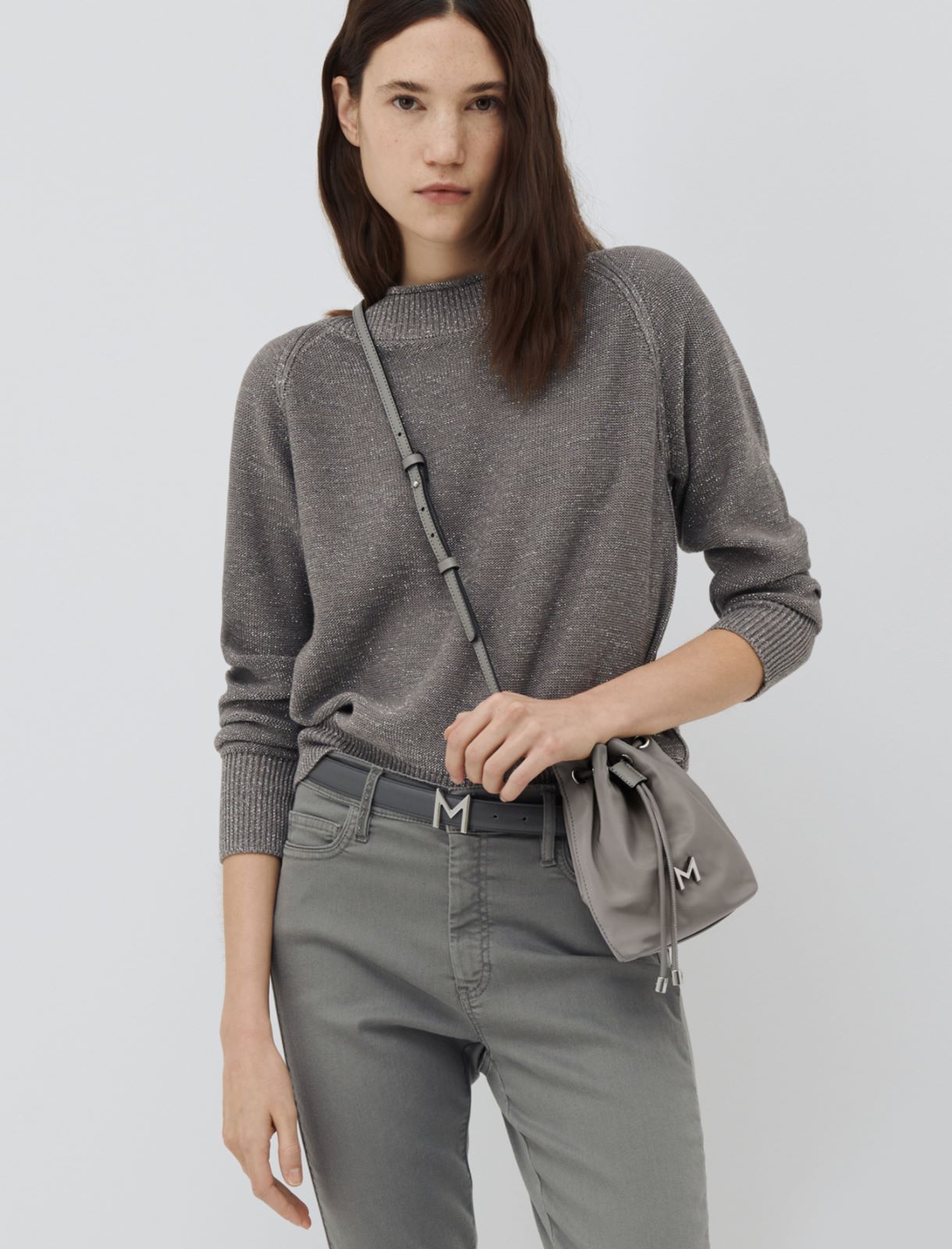 MONOCHROME Shoulder-strap phone pouch, light grey - Marella