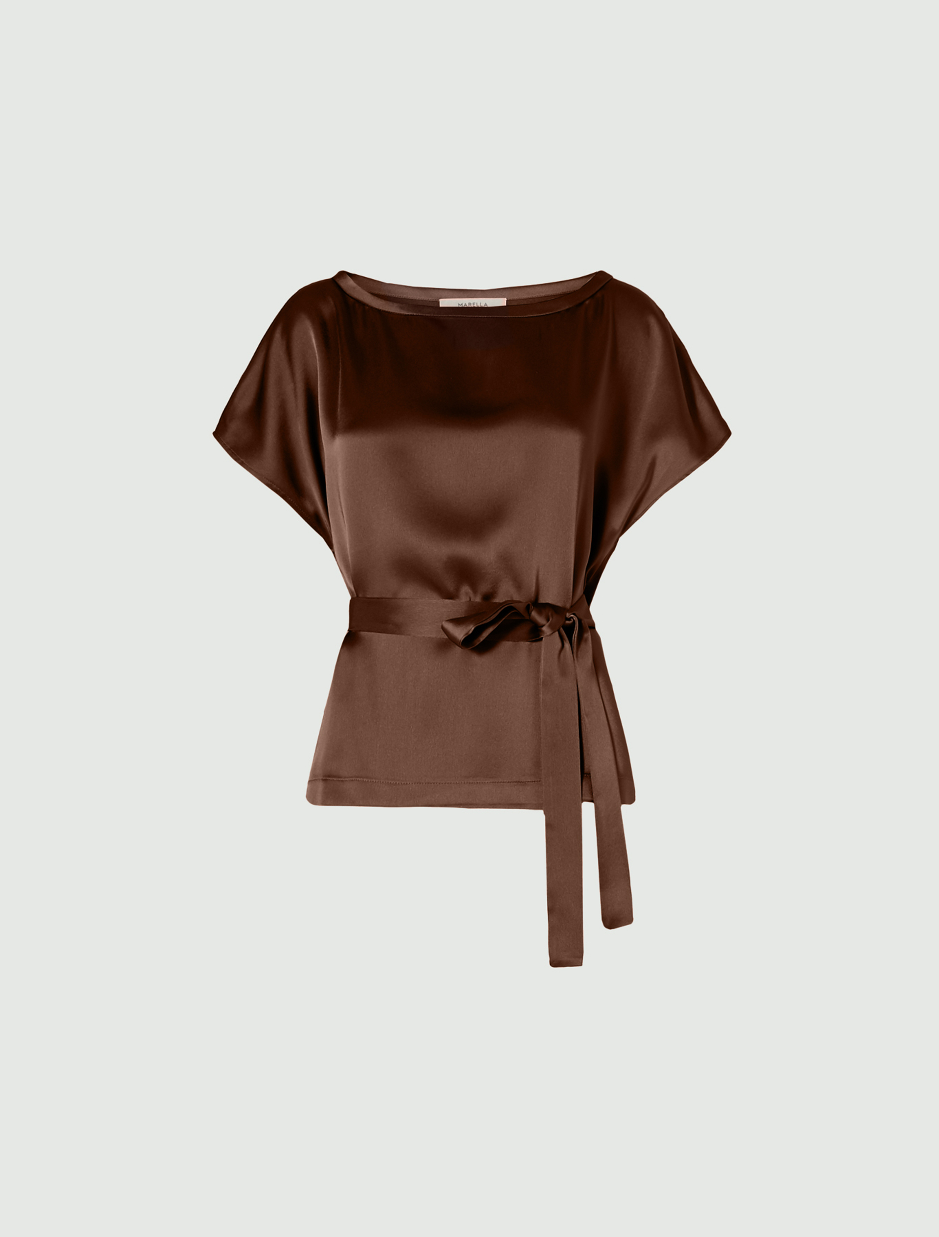 satin blouse brown