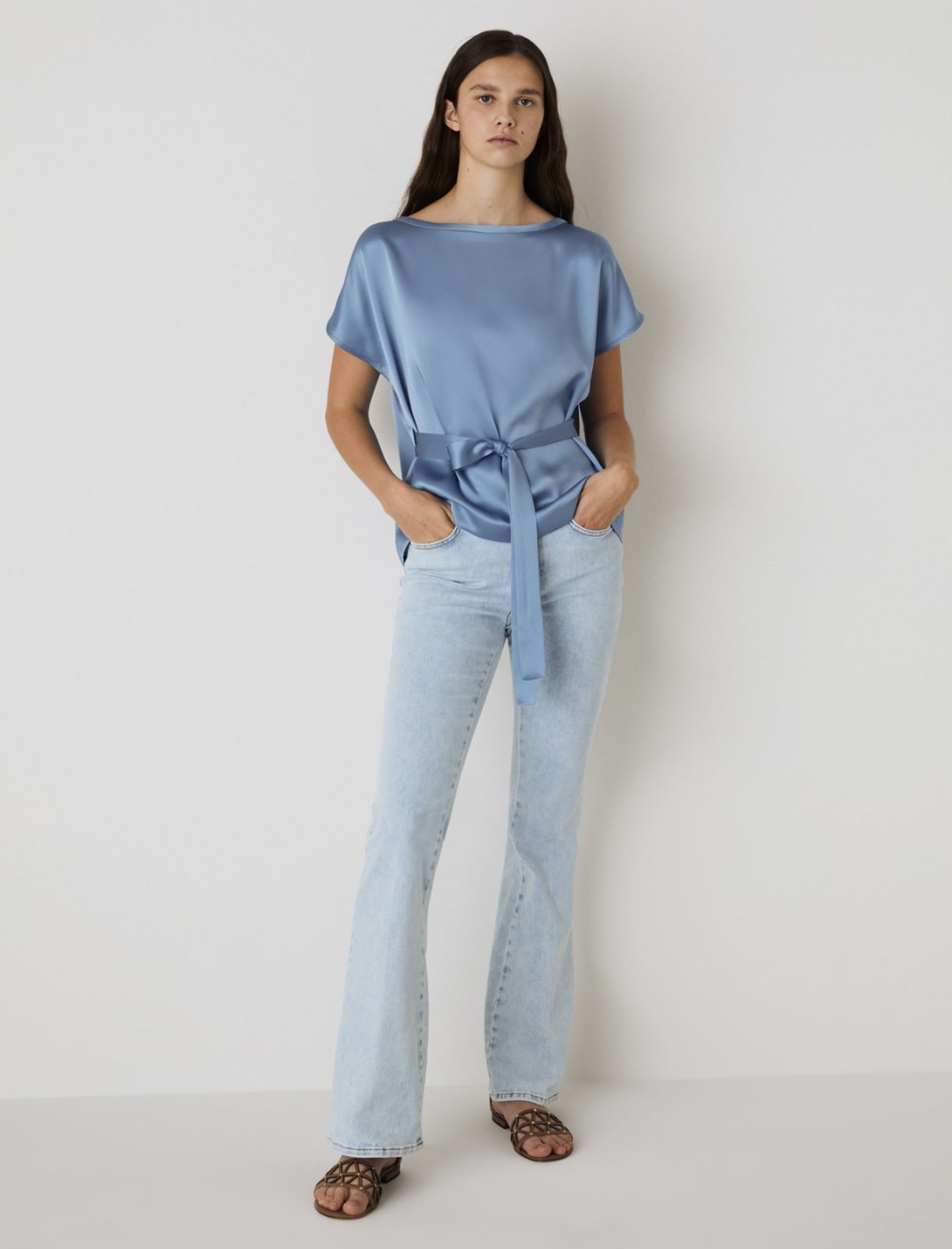 Satin blouse, dark blue - Marella