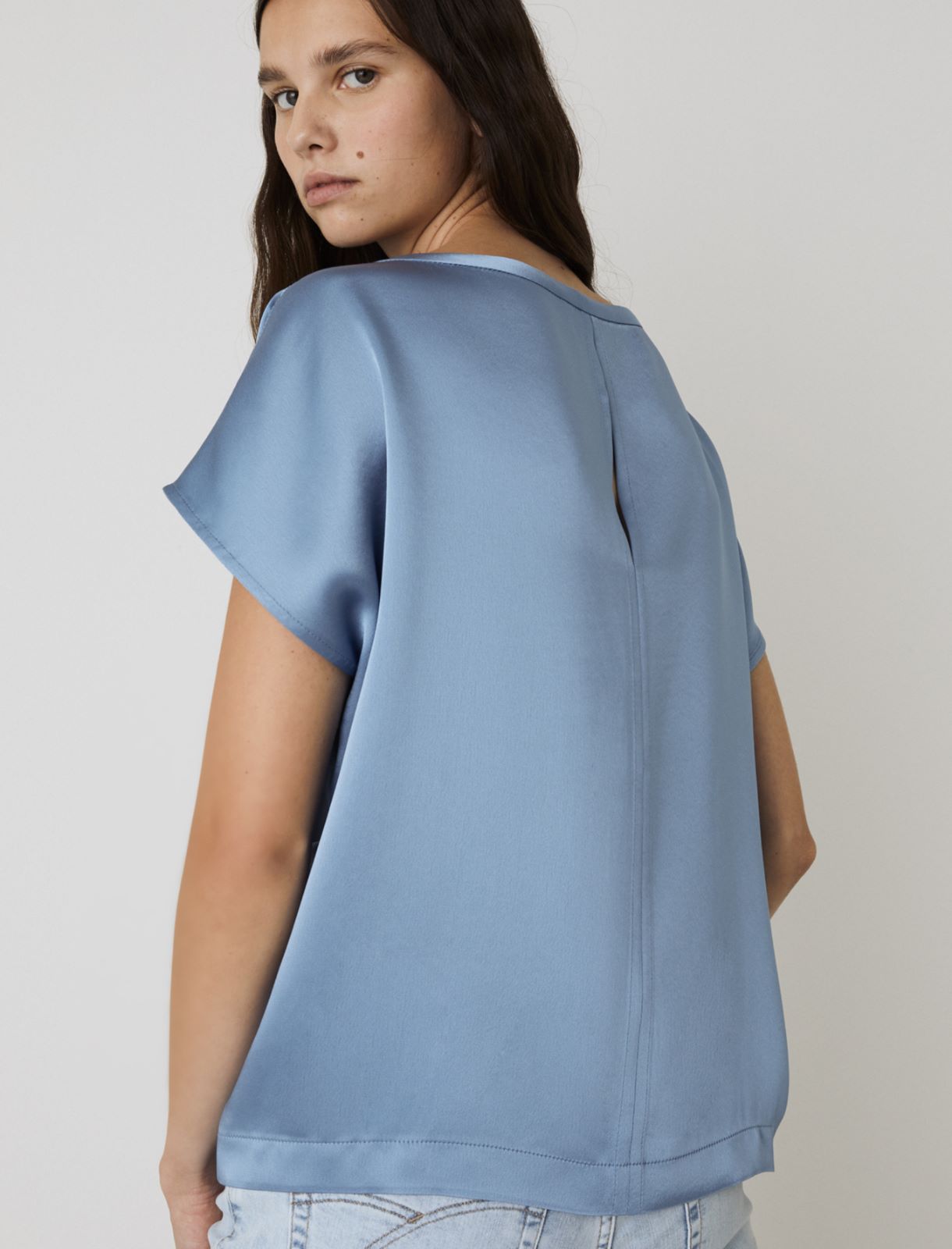 Satin blouse, dark blue - Marella