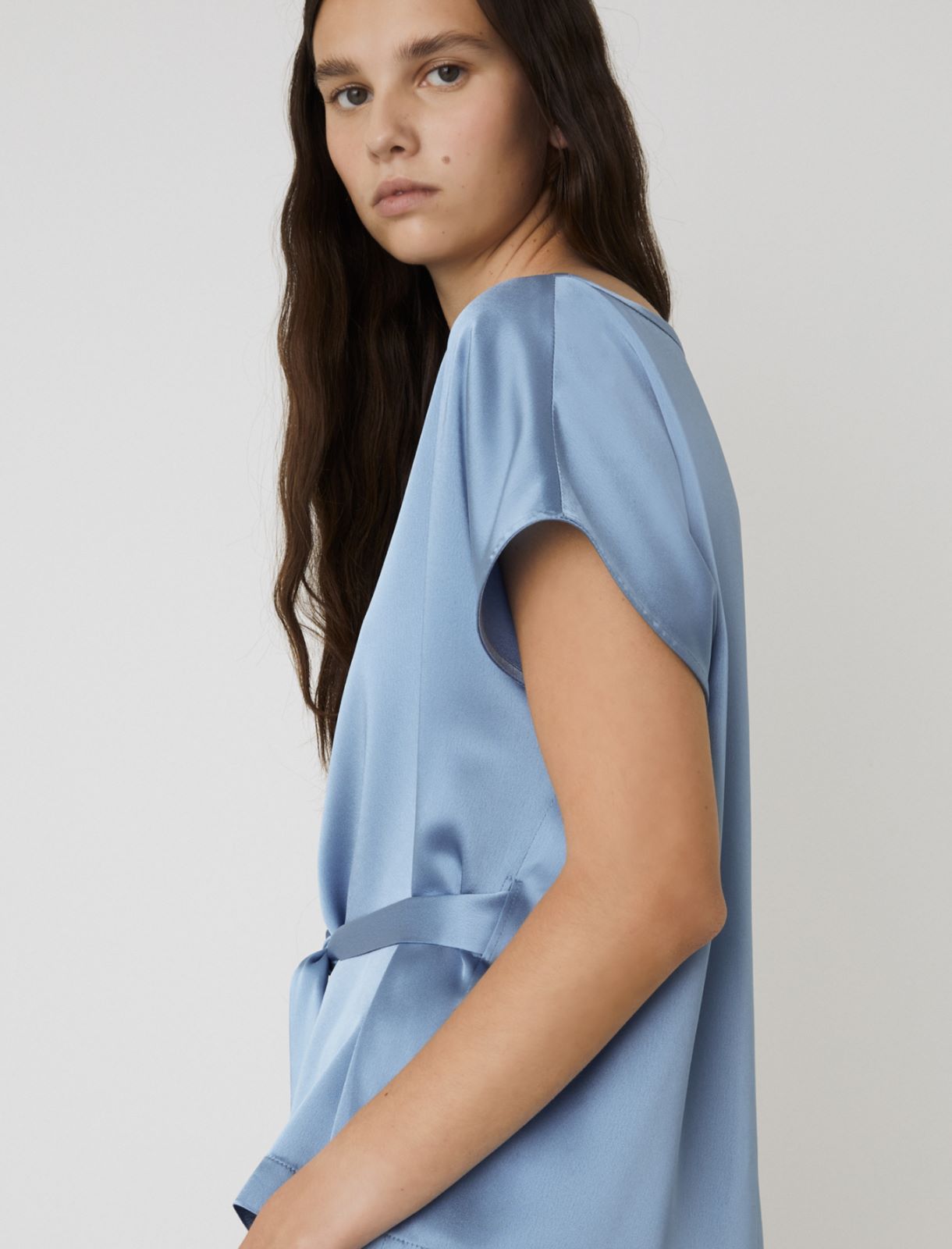 Satin blouse, dark blue - Marella