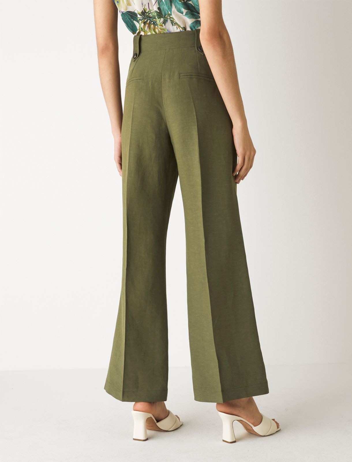 Linen-blend trousers, kaki - Marella