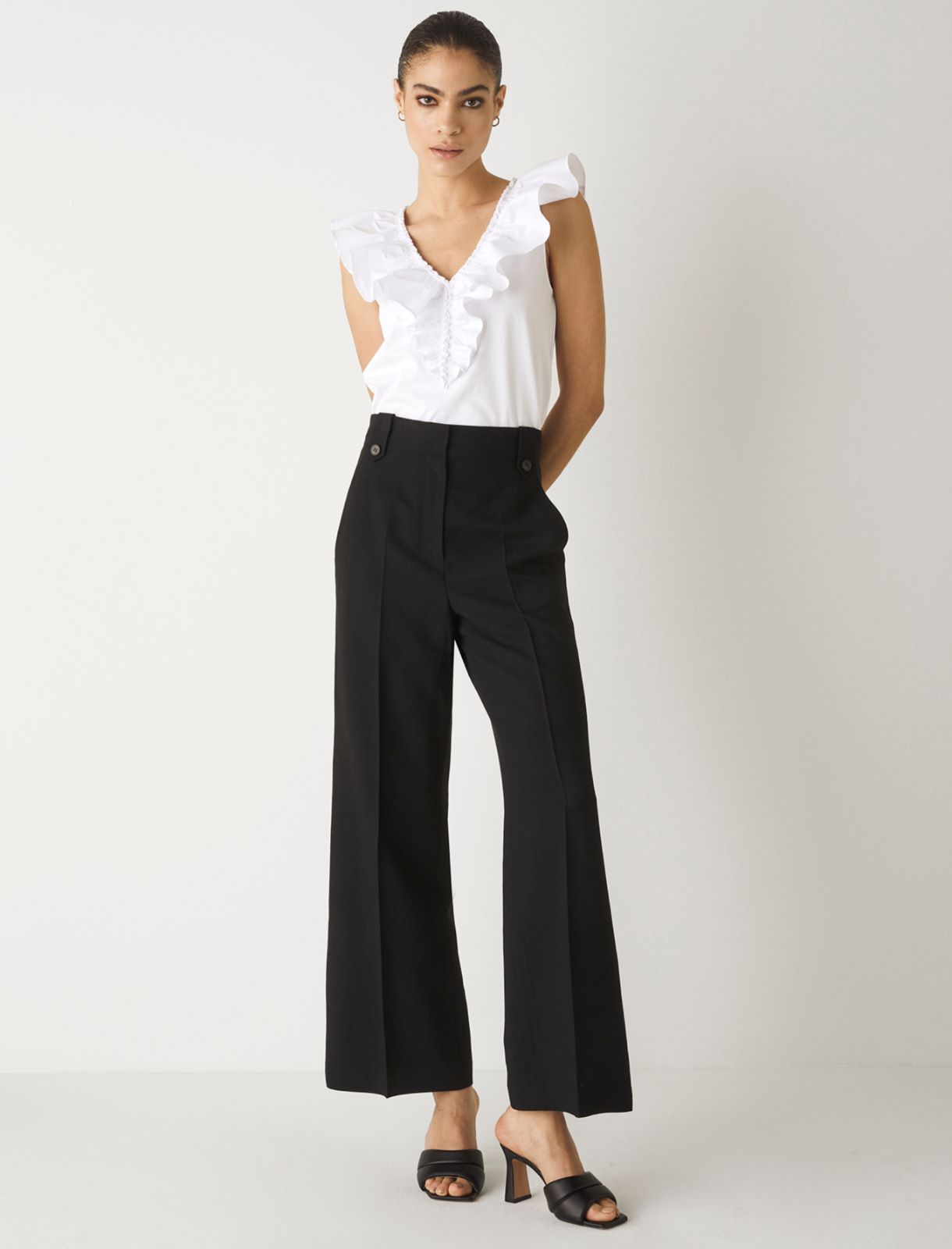 Linen-blend trousers, black - Marella