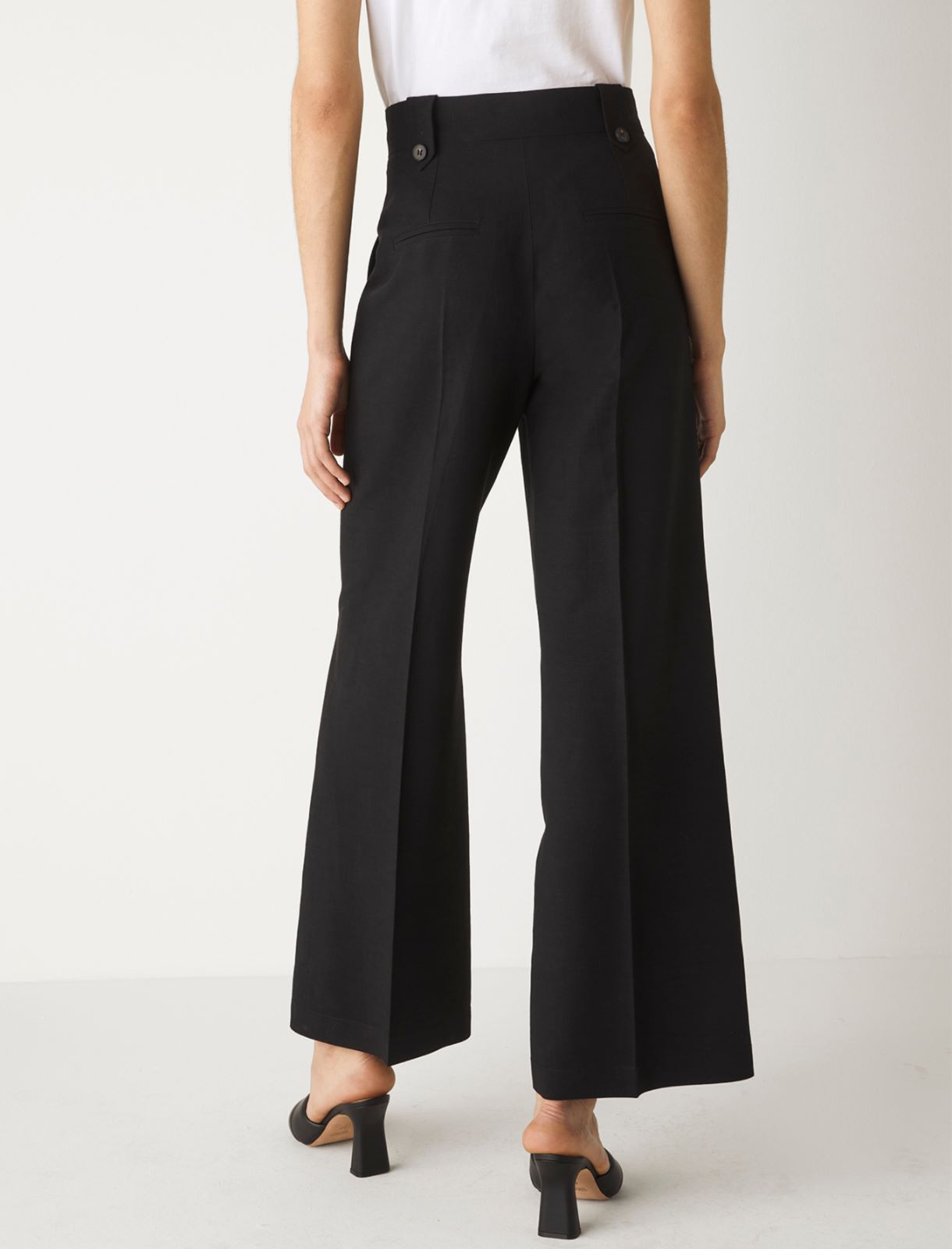 Linen-blend trousers, black - Marella