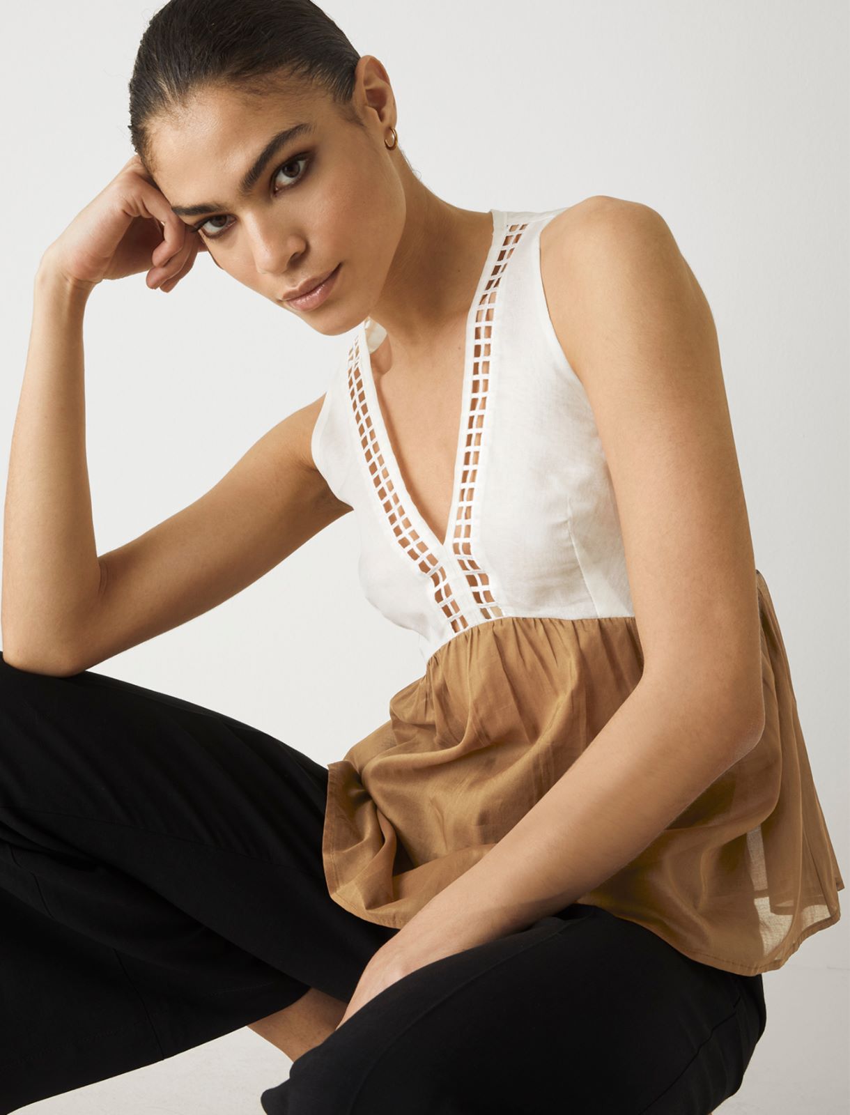 Muslin top, beige - Marella