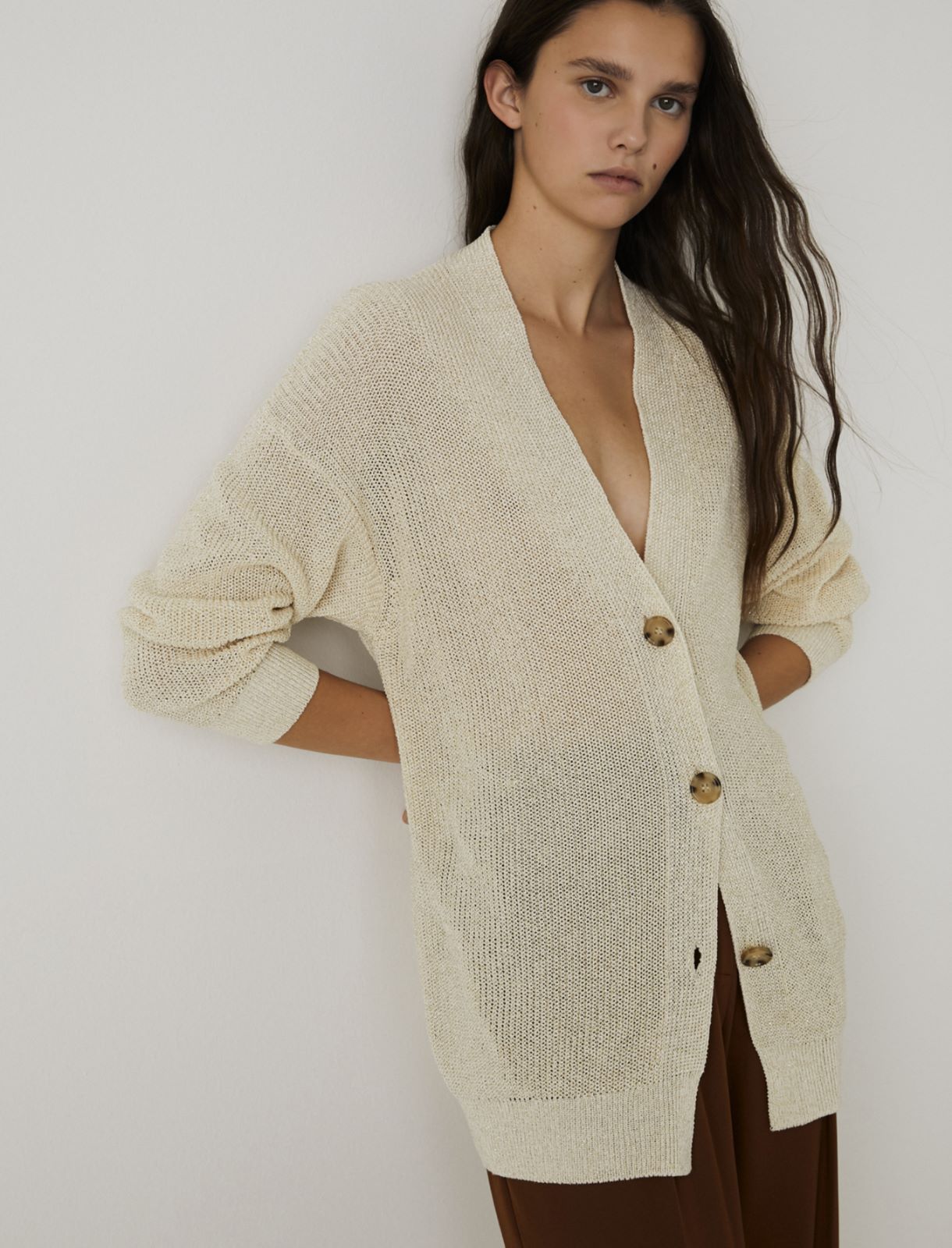 Lurex cardigan, cream - Marella