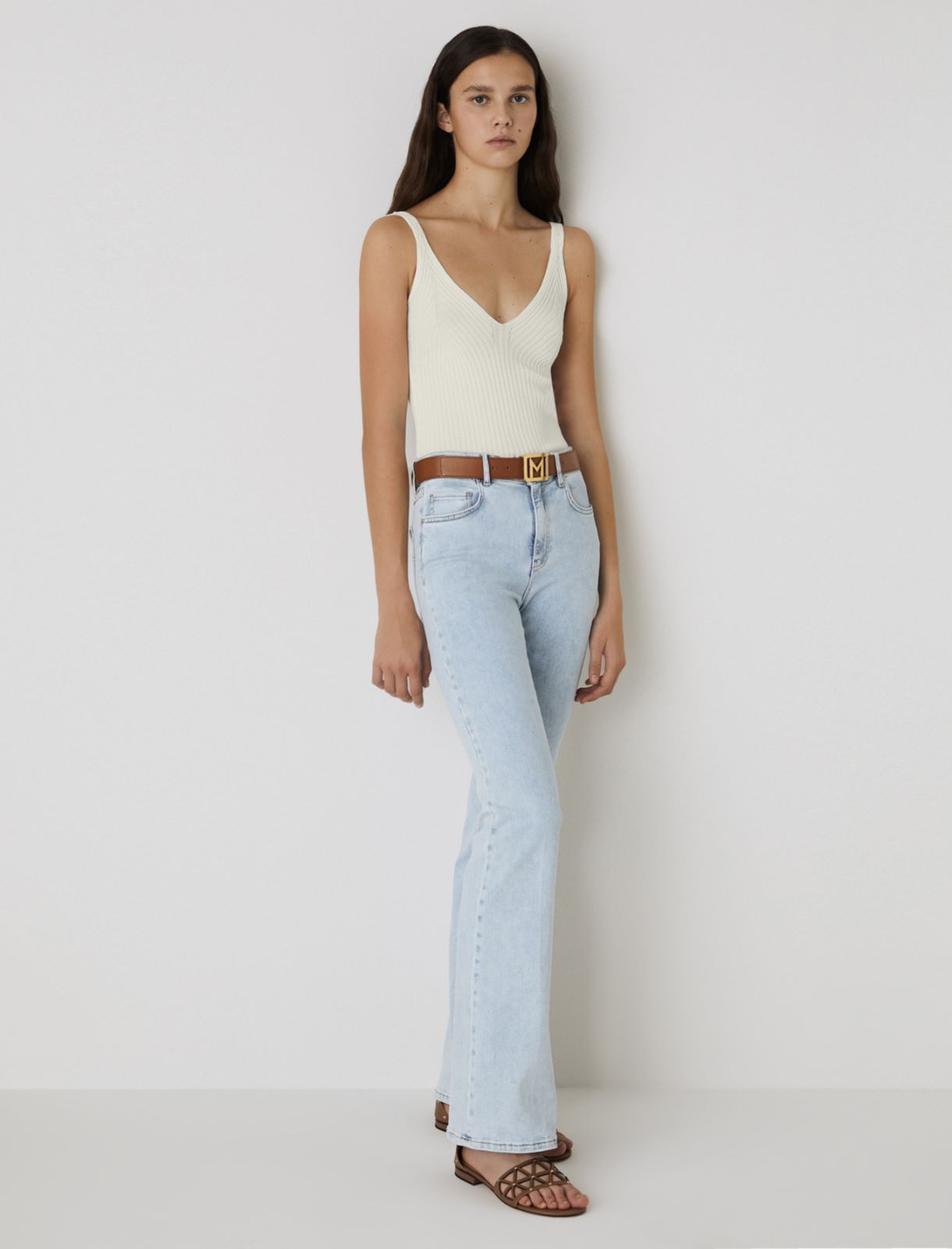 Rib-knit top, cream - Marella