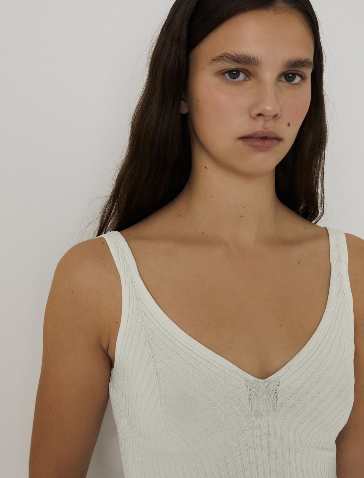 Rib-knit top, cream - Marella