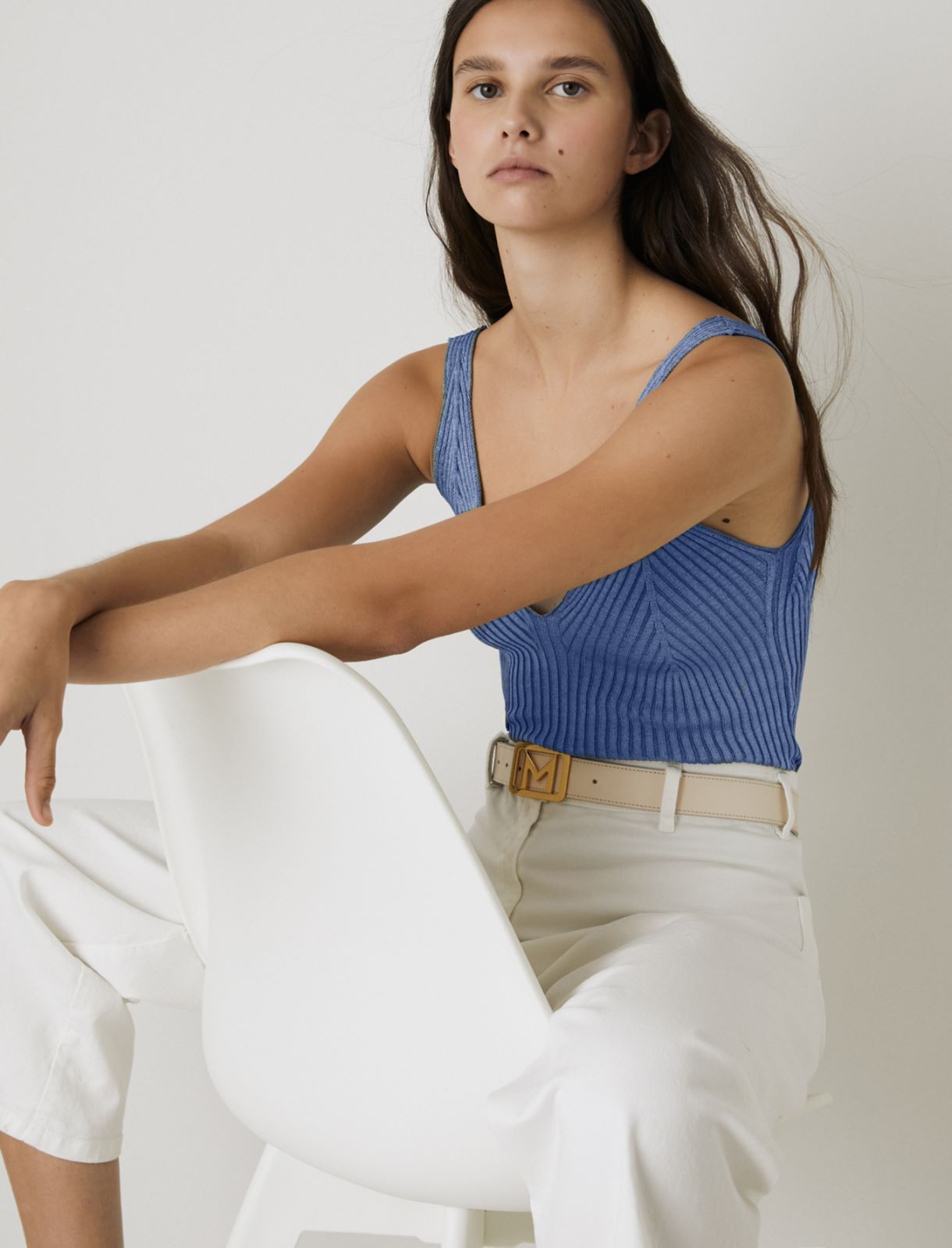 Rib-knit top, deep blue - Marella